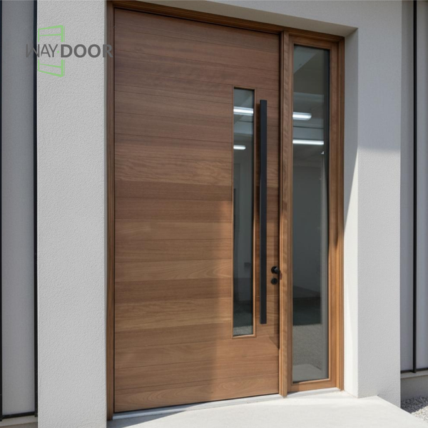 Modern Solid Wood Entry Door with Sidelight
