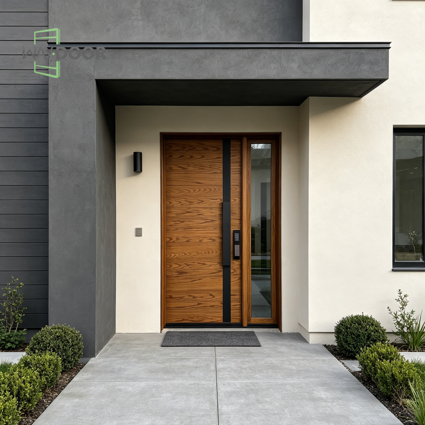 Solid Wood Entry Door with Clear Glass Sidelight