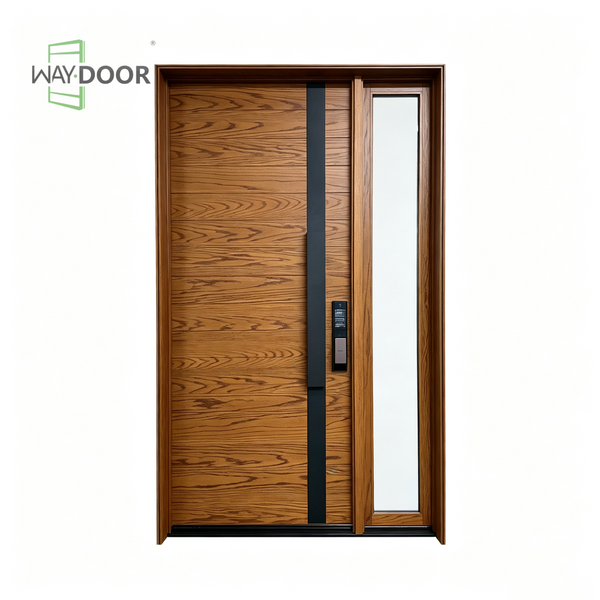 Solid Wood Entry Door with Clear Glass Sidelight