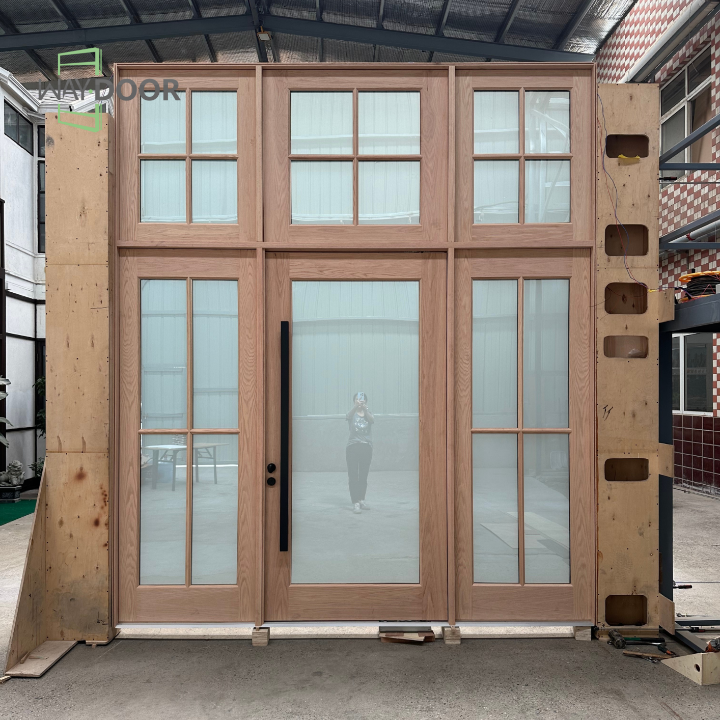 Solid Wood Entry Door with Sidelites and Transom Window