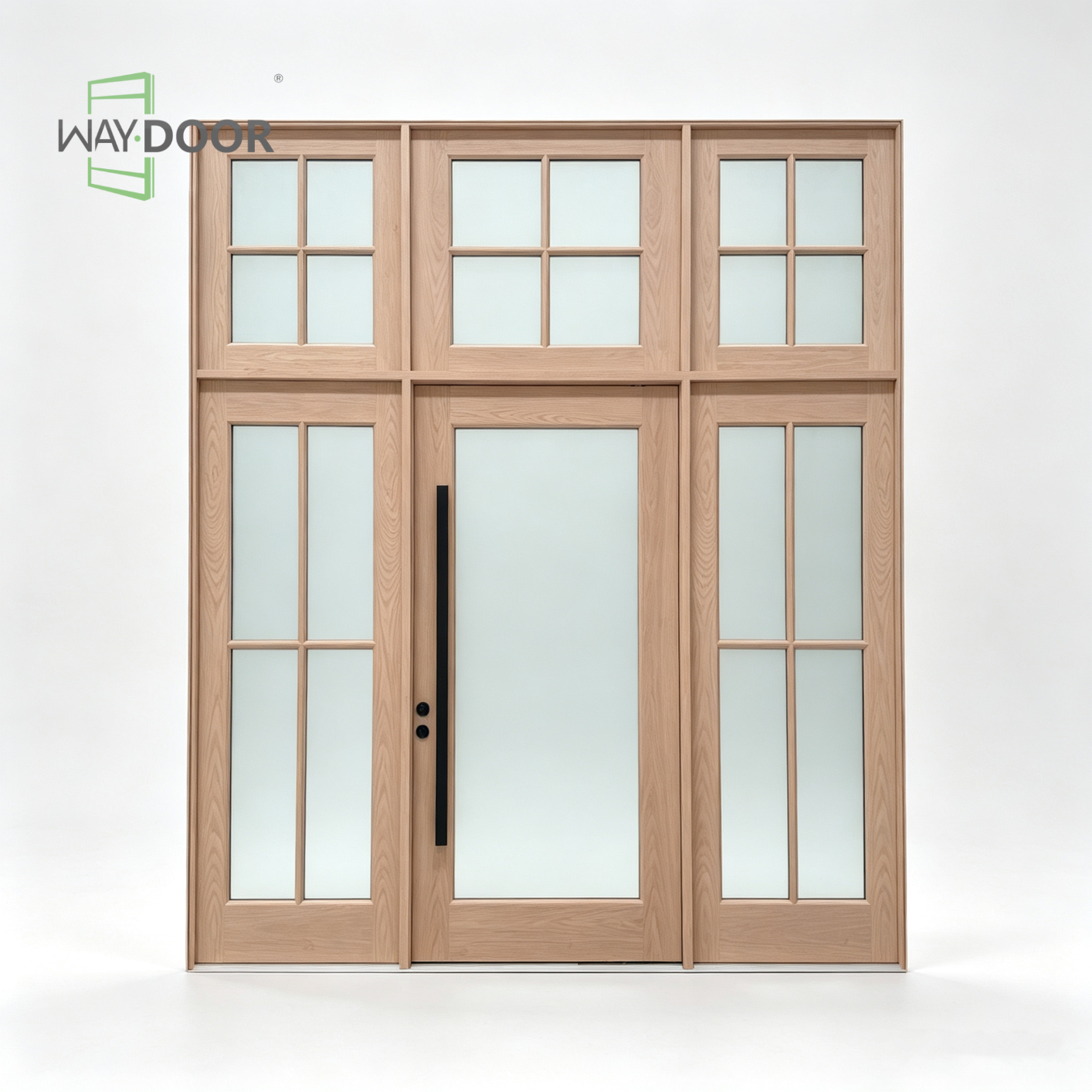 Solid Wood Entry Door with Sidelites and Transom Window
