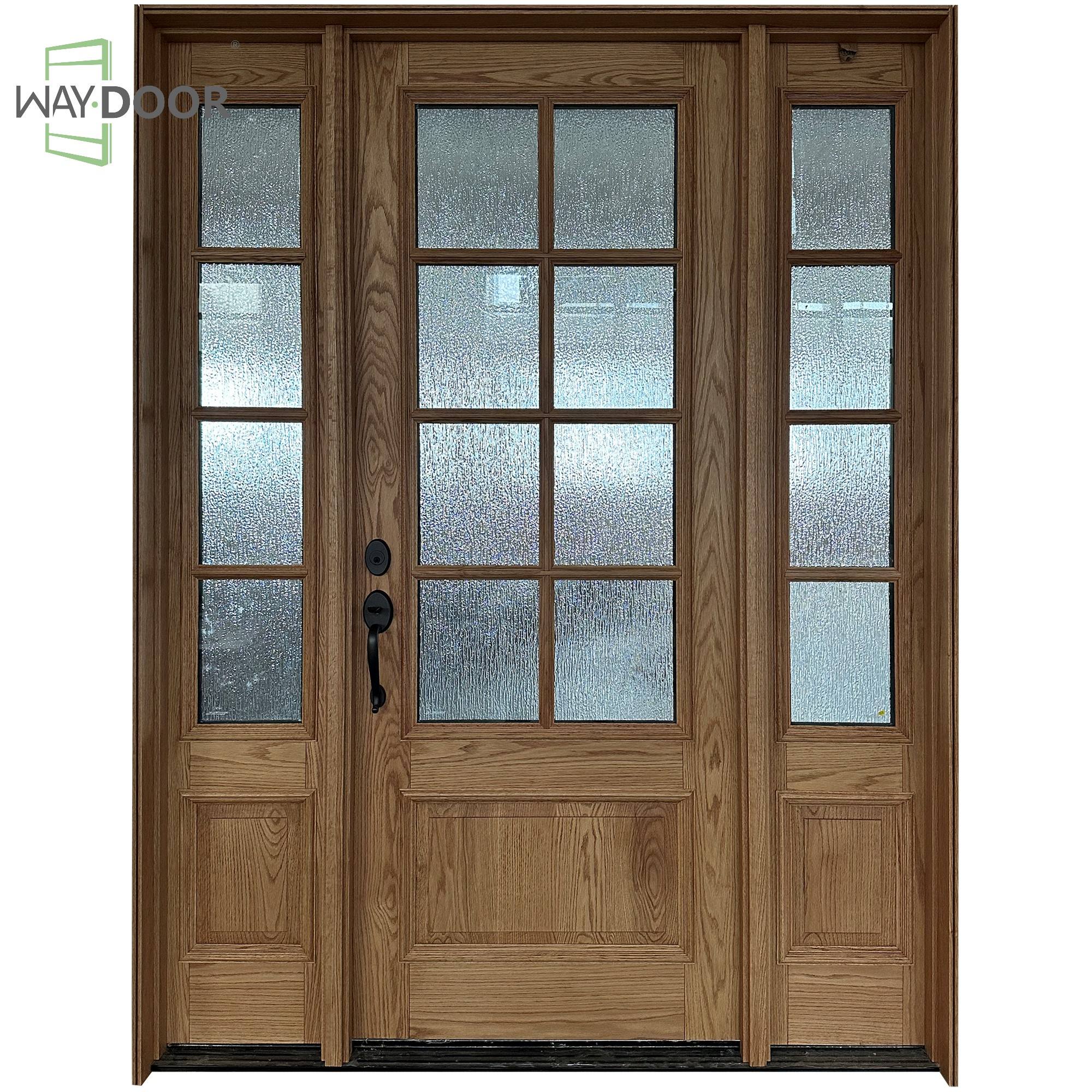 Modern Red Oak Front Door with Glass & Sidelights