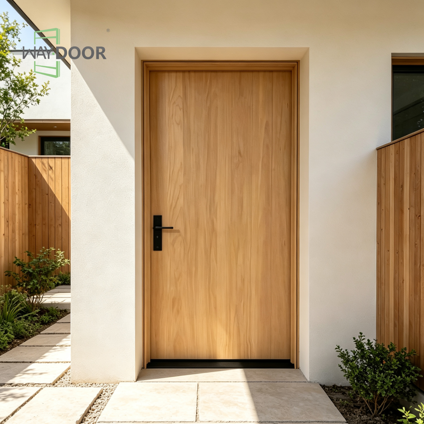 Solid Wood Flat Exterior Hinge Door