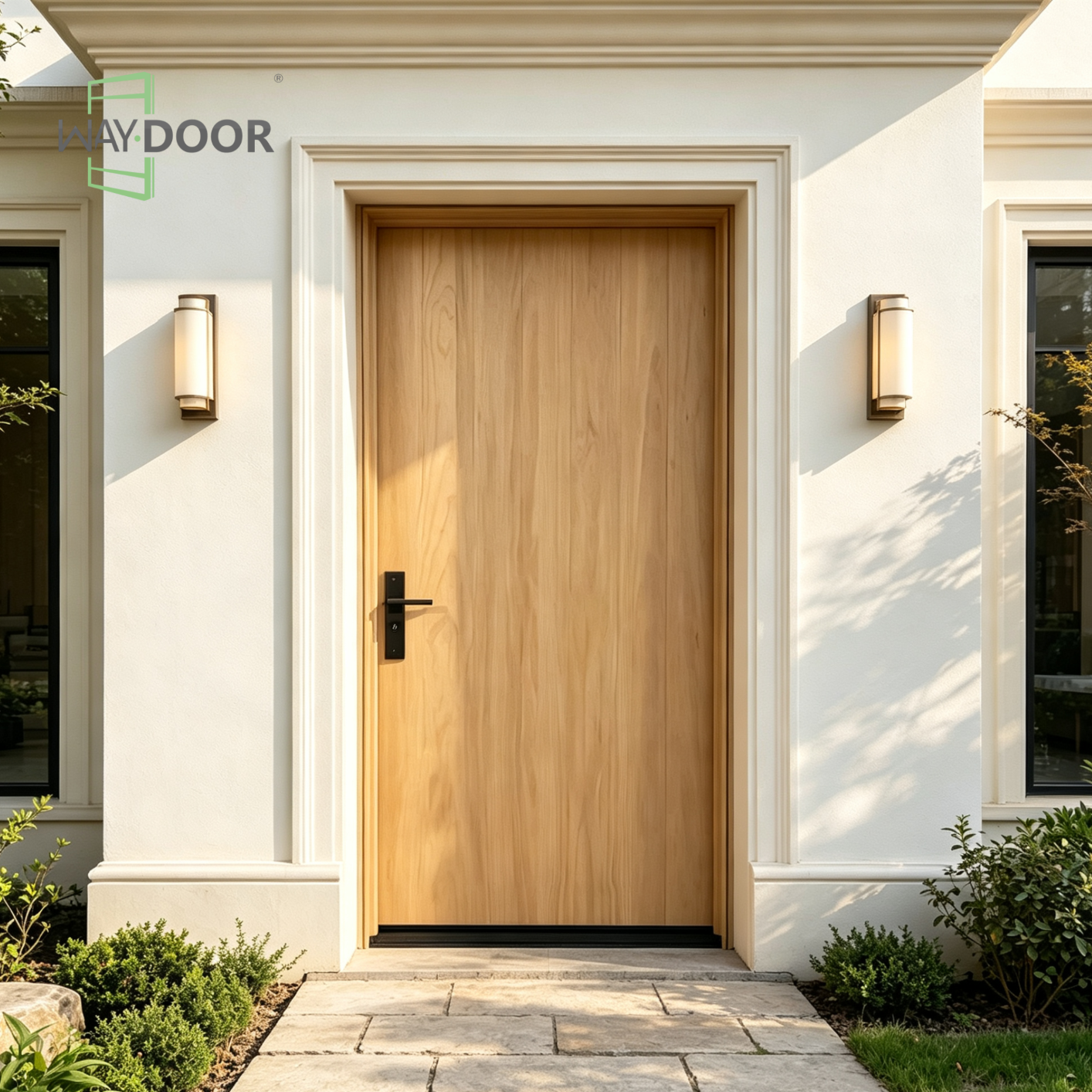 Solid Wood Flat Exterior Hinge Door