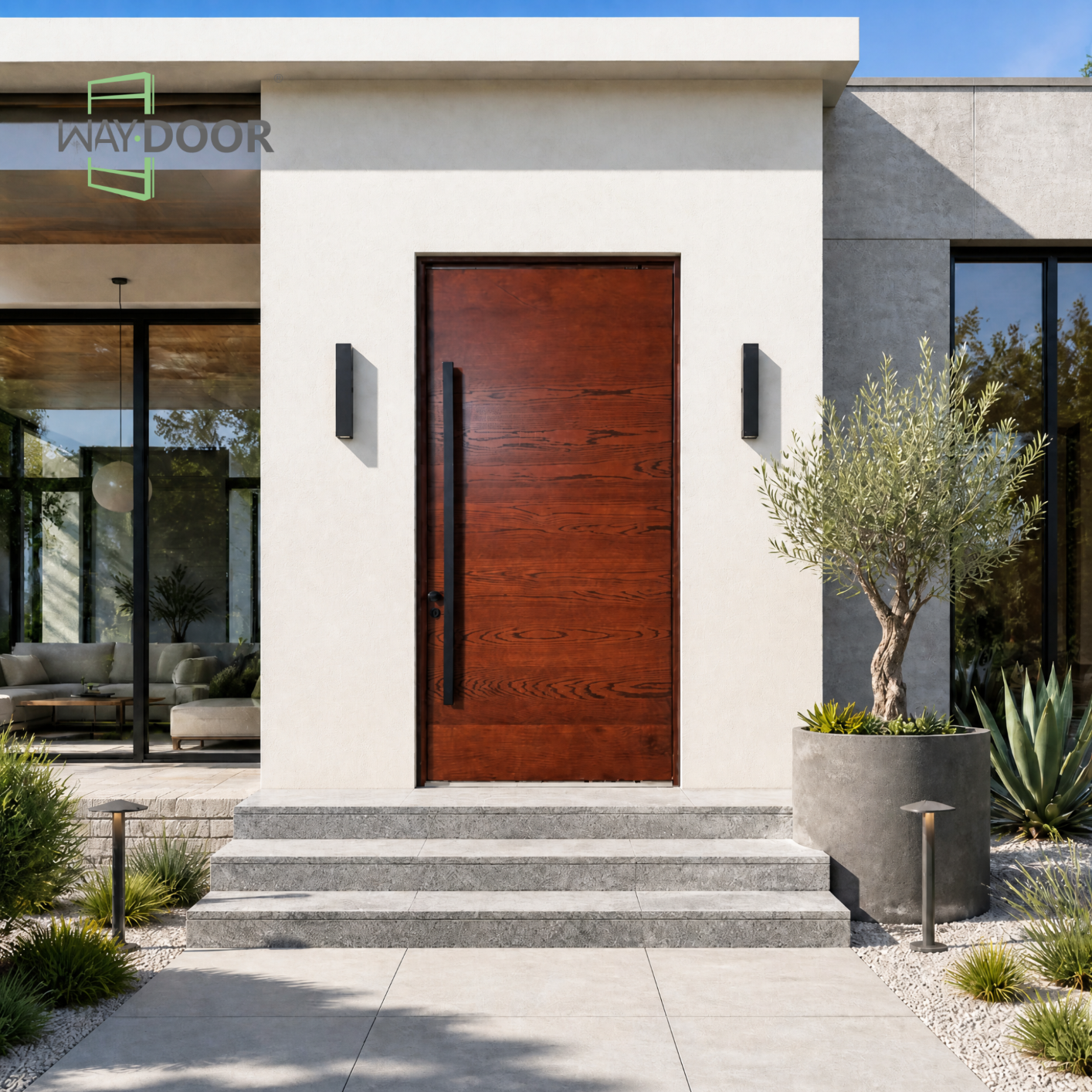 Modern Solid Wood Pivot Exterior Door