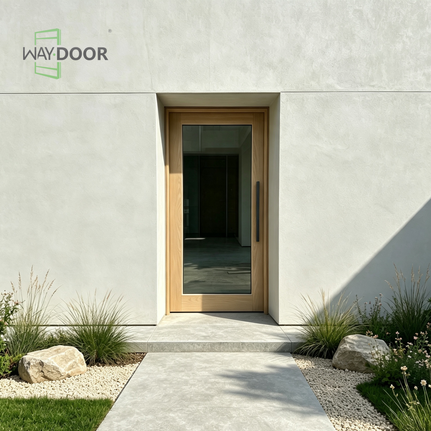 Solid Wood Full‑Glass Hinged Exterior Door