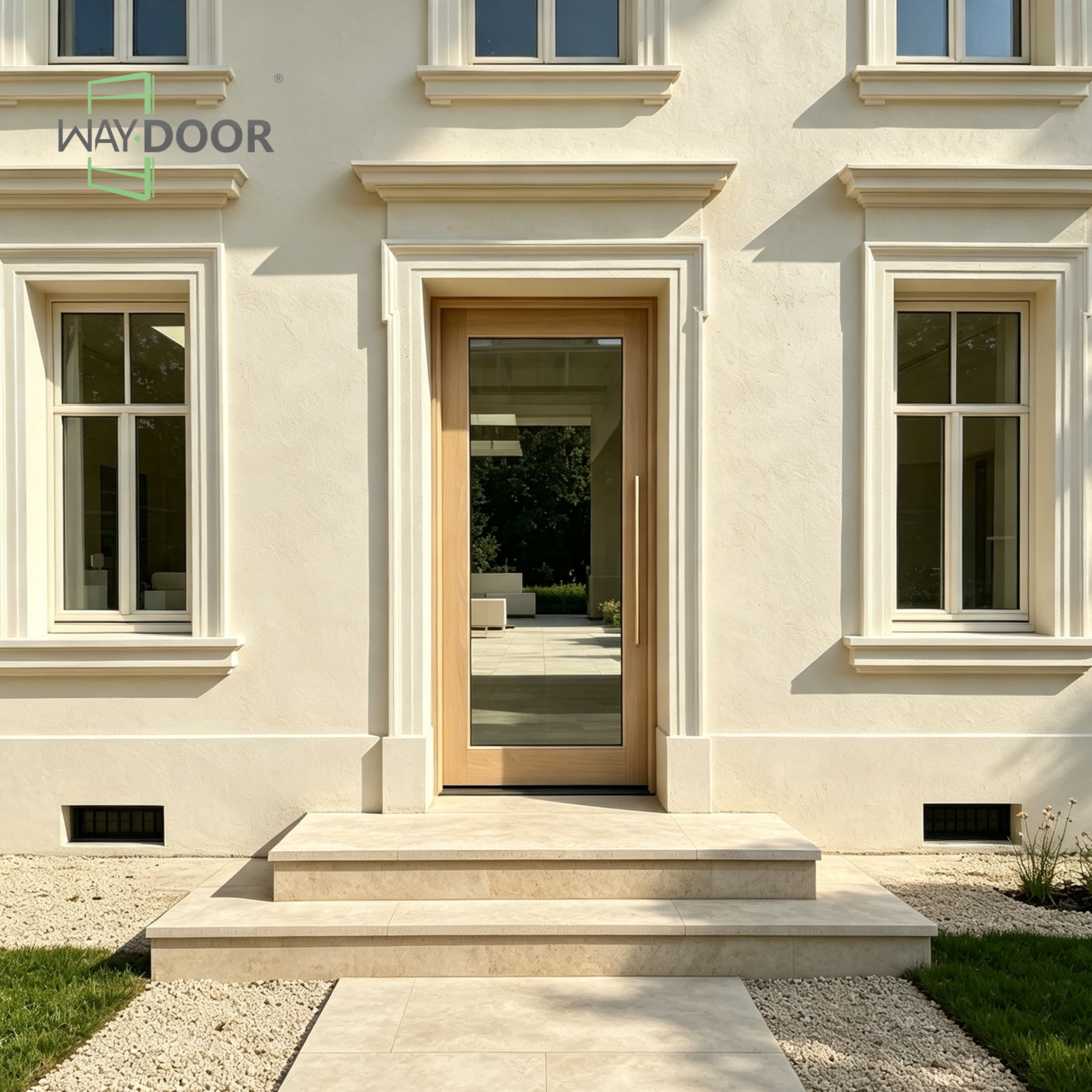 Solid Wood Full‑Glass Hinged Exterior Door