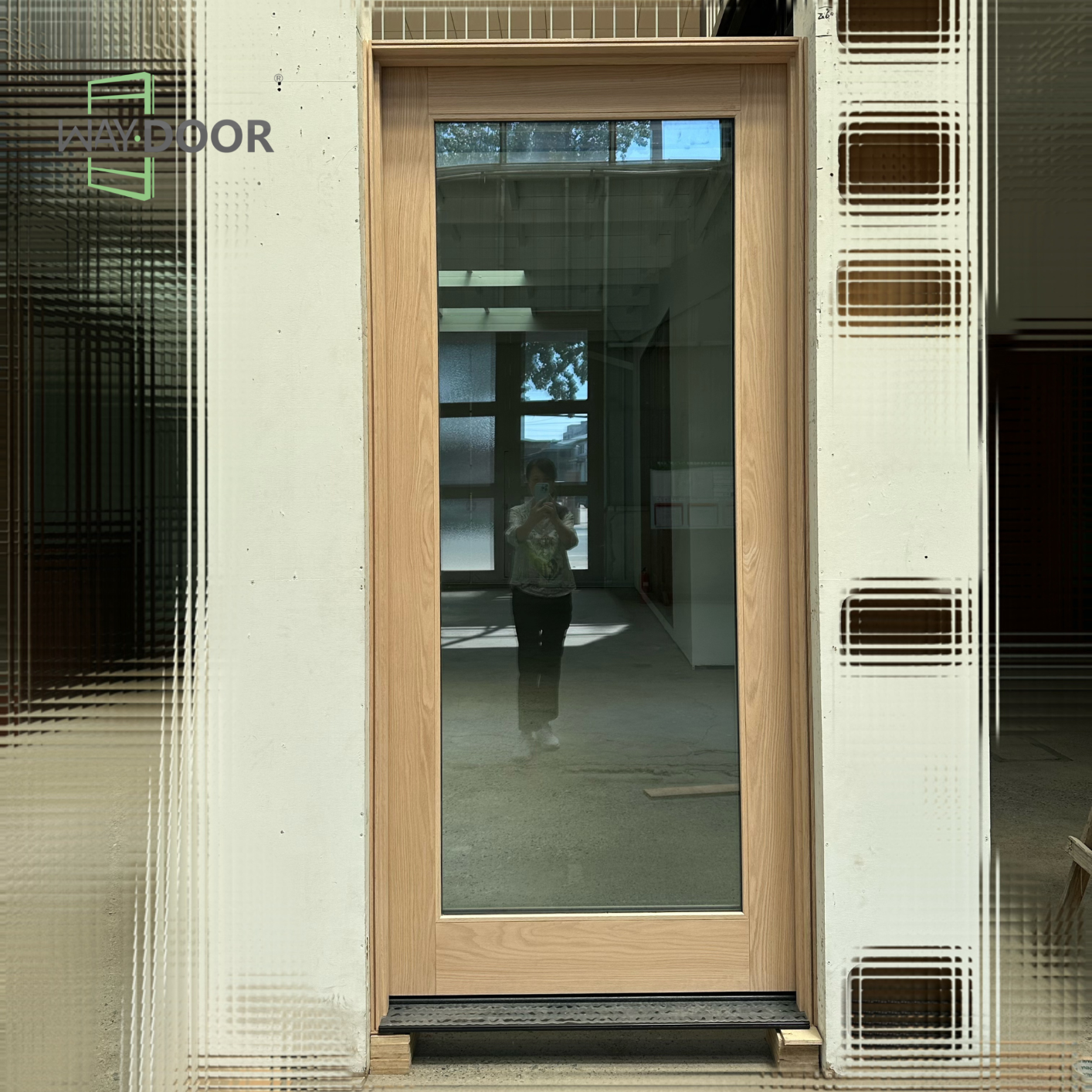 Solid Wood Full‑Glass Hinged Exterior Door