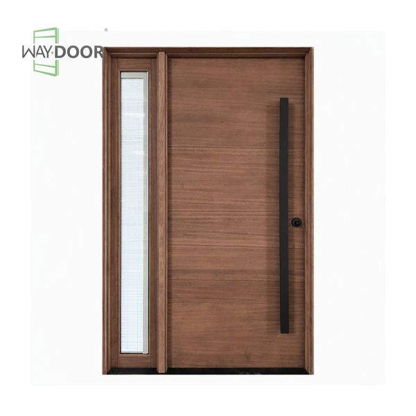 Solid Wood Hinged Entry Door with Clear Glass Sidelight