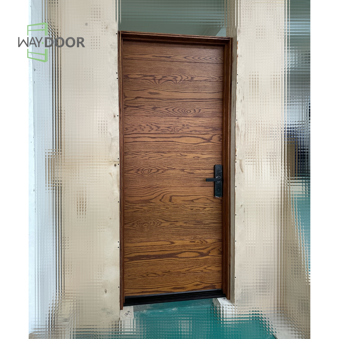 Solid Wood Horizontal Plank Hinged Entry Door
