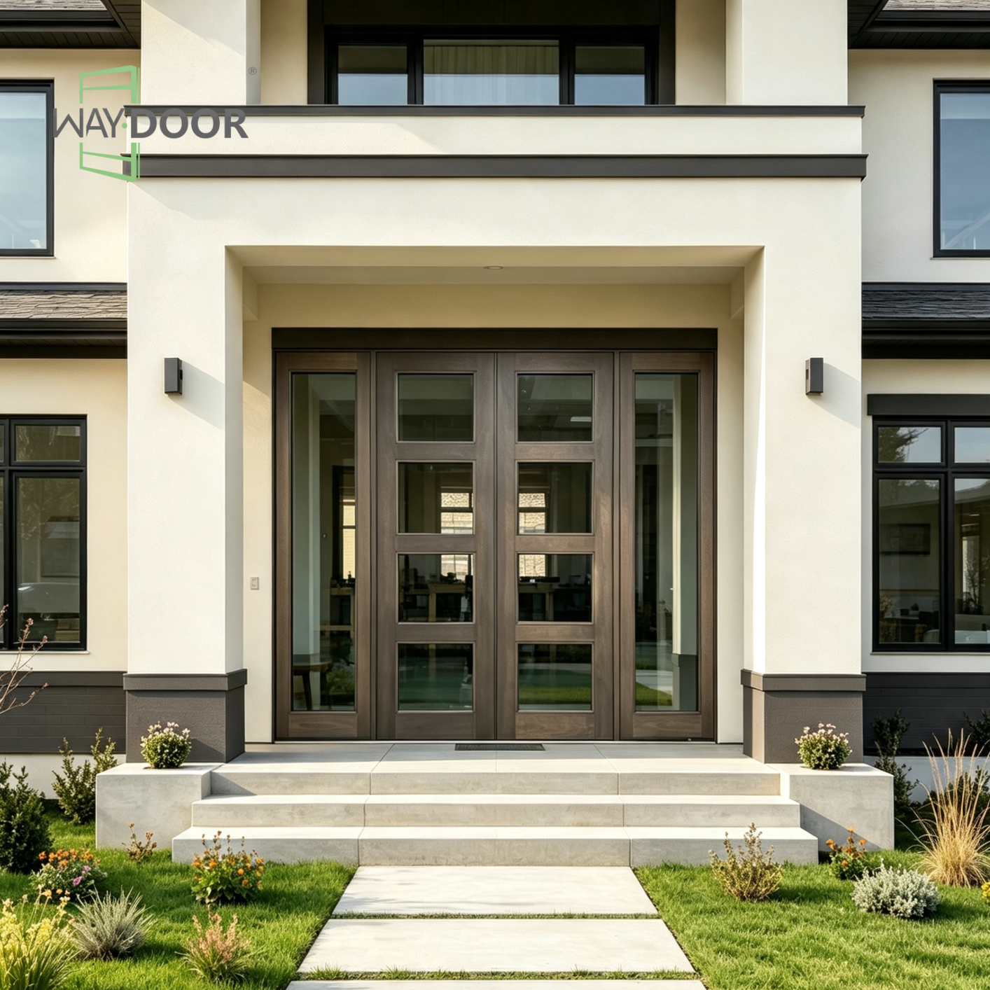 Solid Wood Multi‑Glass Hinged Exterior Door