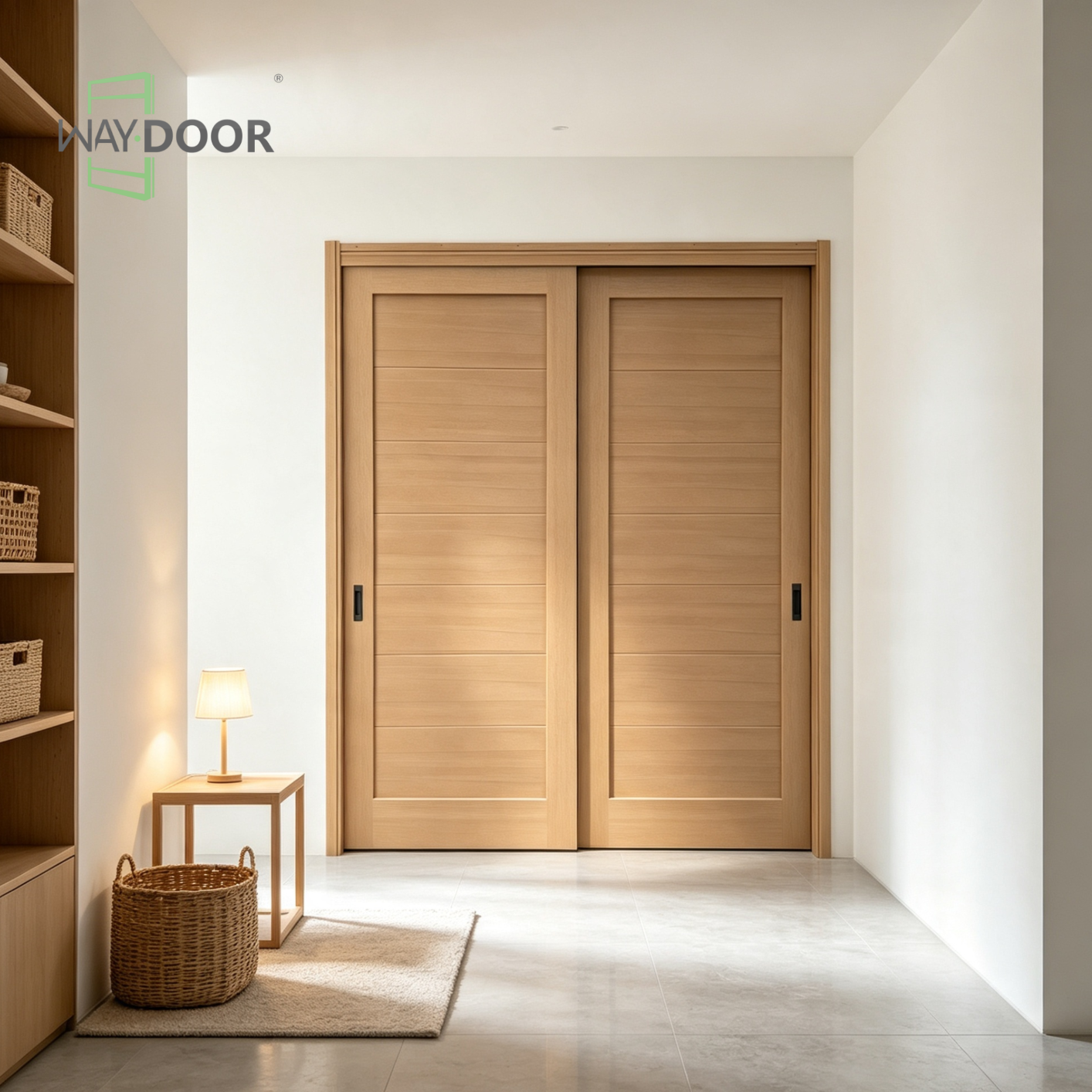 Solid Wood Shaker Horizontal Groove Double Sliding Interior Door