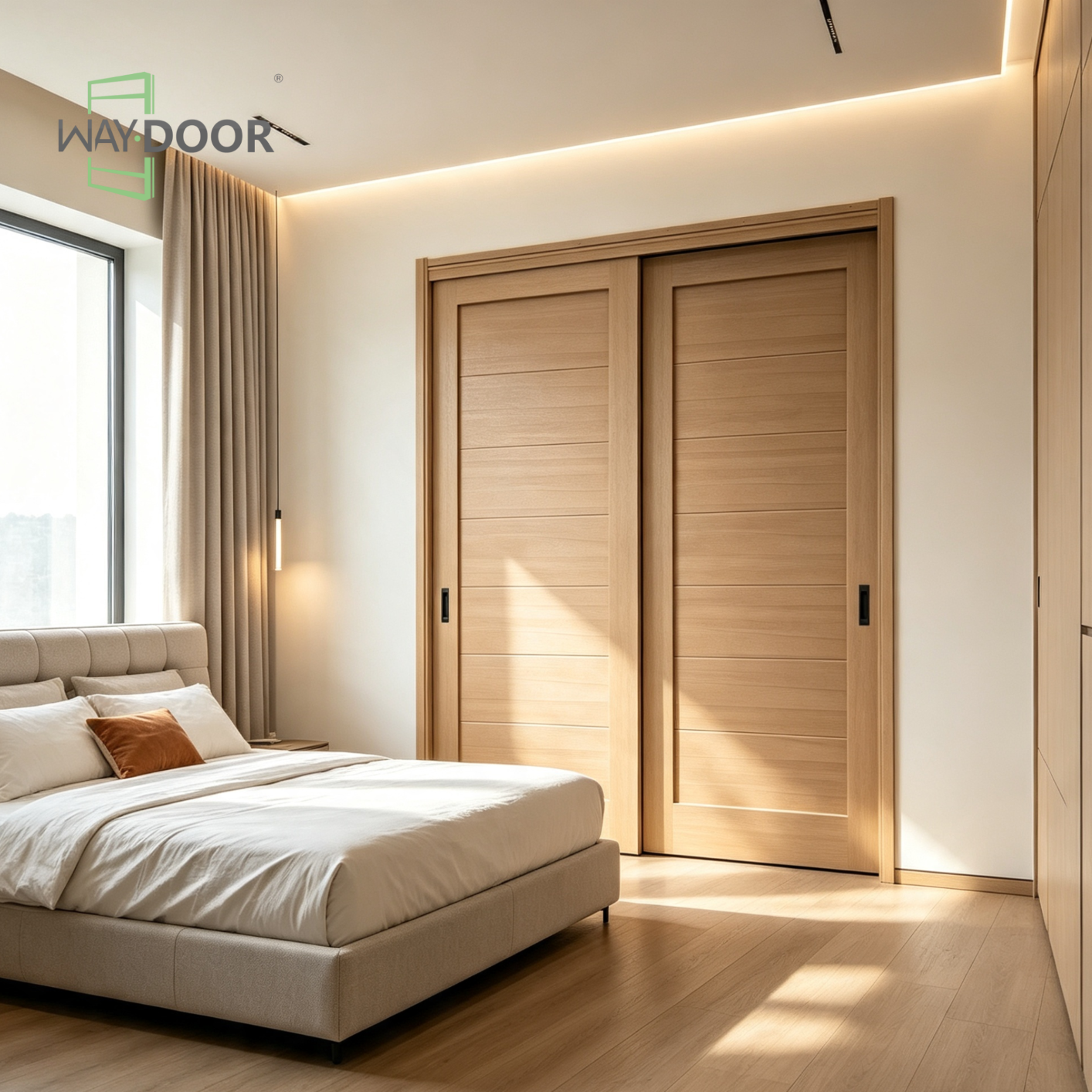 Solid Wood Shaker Horizontal Groove Double Sliding Interior Door