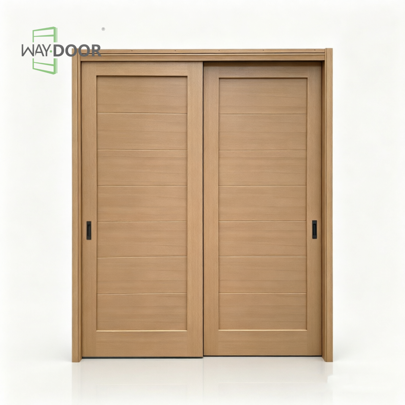 Solid Wood Shaker Horizontal Groove Double Sliding Interior Door