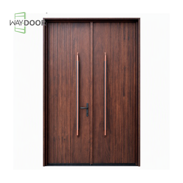 Solid Wood Vertical Fluted Double Hinged Exterior Door