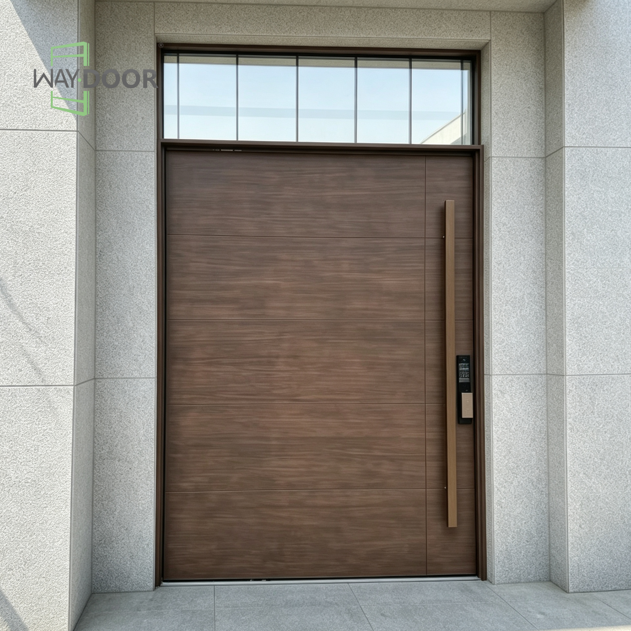 Solid Wood Walnut-Toned Flush Floor Spring Entry Door