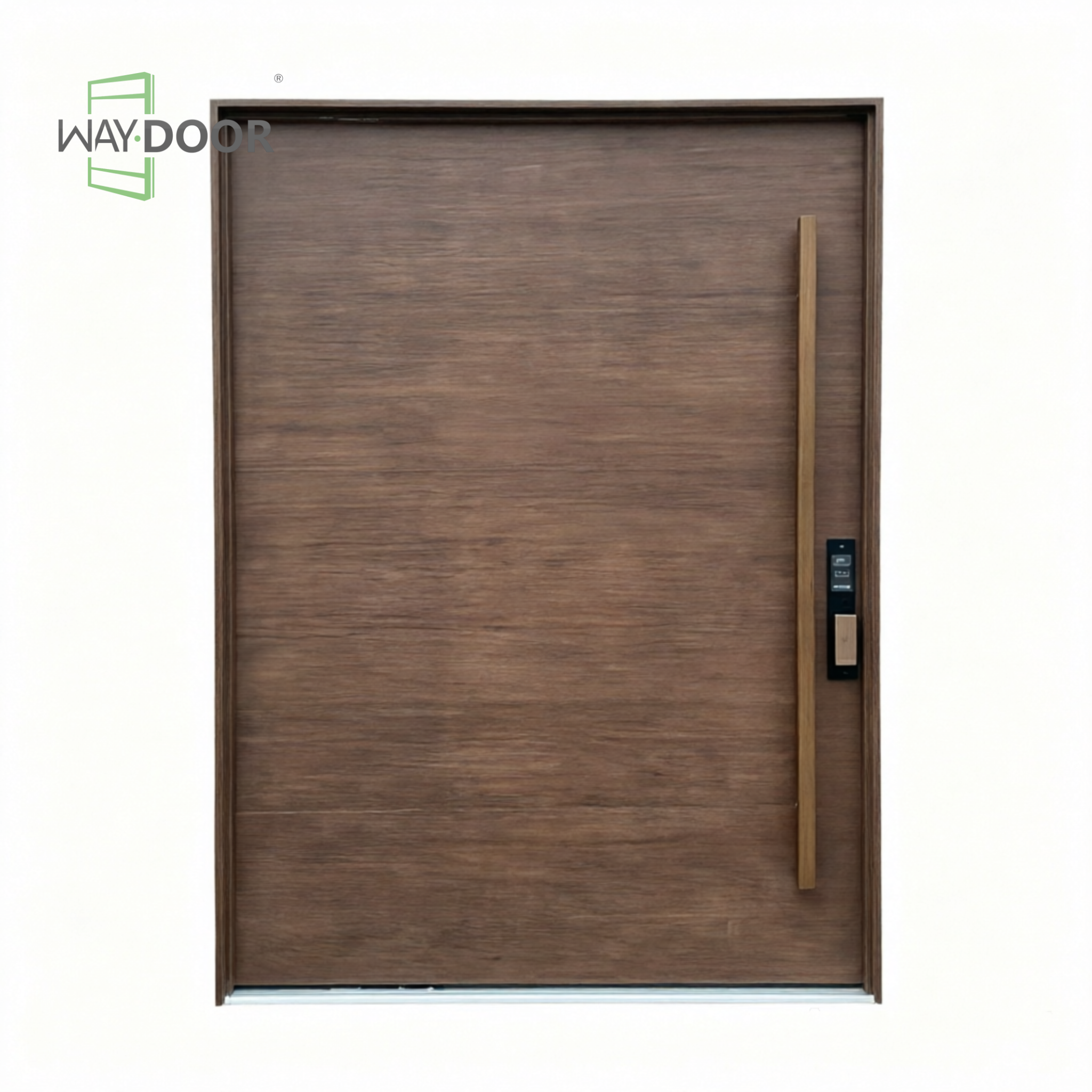 Solid Wood Walnut-Toned Flush Floor Spring Entry Door