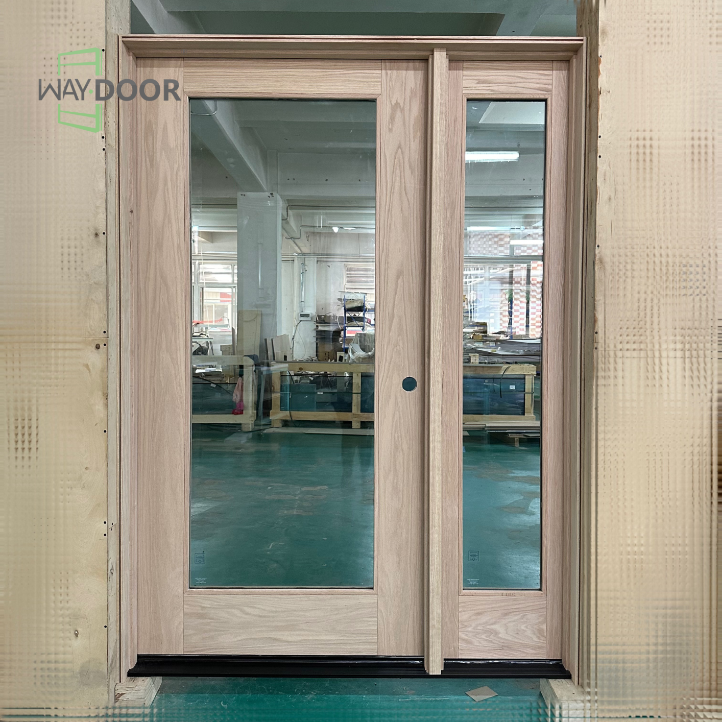 Solid‑Wood Hinged Exterior Door with Sidelite