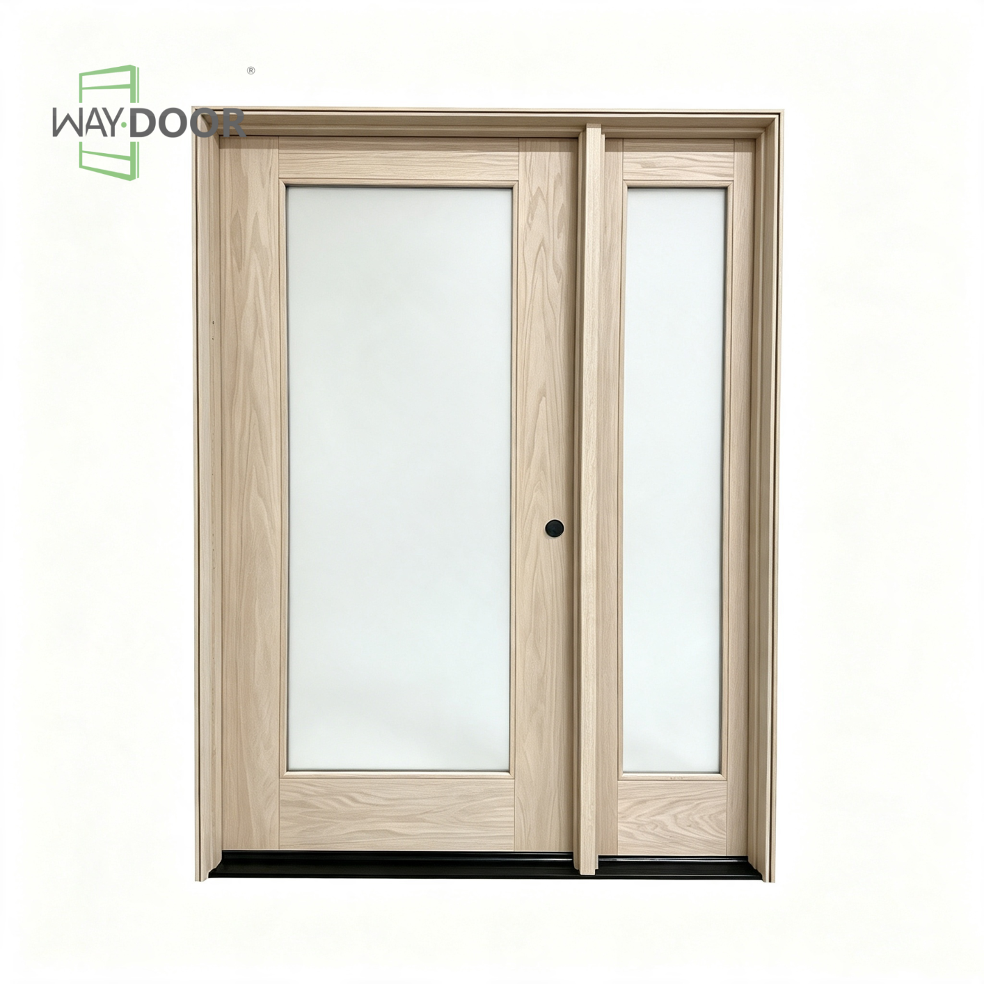 Solid‑Wood Hinged Exterior Door with Sidelite