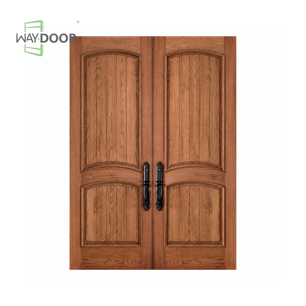 Traditional Arch Raised Molding Solid Wood Double Entry Door
