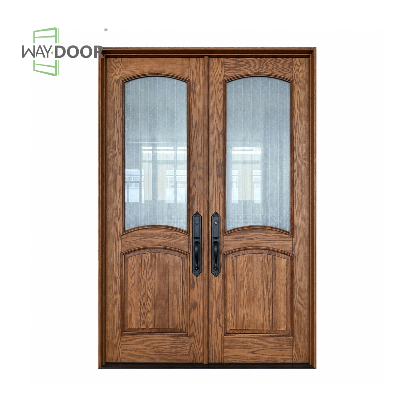 Traditional Raised Panel Solid Wood Double Entry Door
