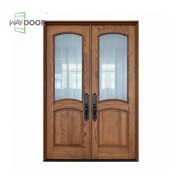 Traditional Raised Panel Solid Wood Double Entry Door