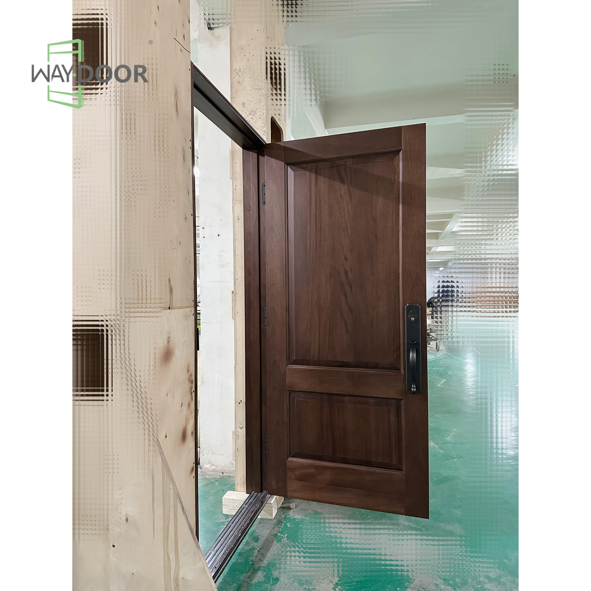 Transitional 2-Panel Solid Wood Hinged Exterior Door