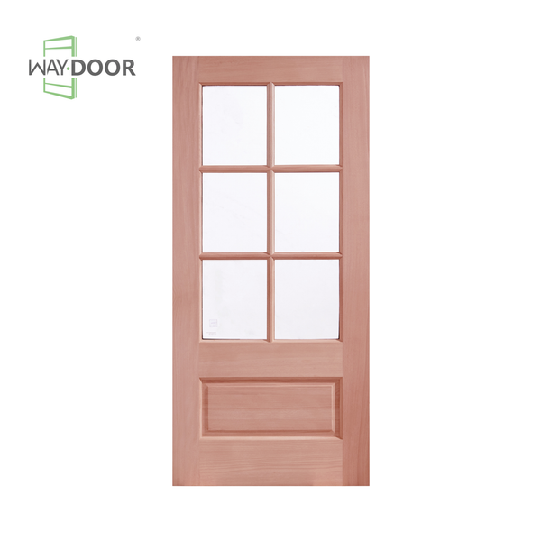 Transitional 6-Lite Mahogany Hinged Exterior Door