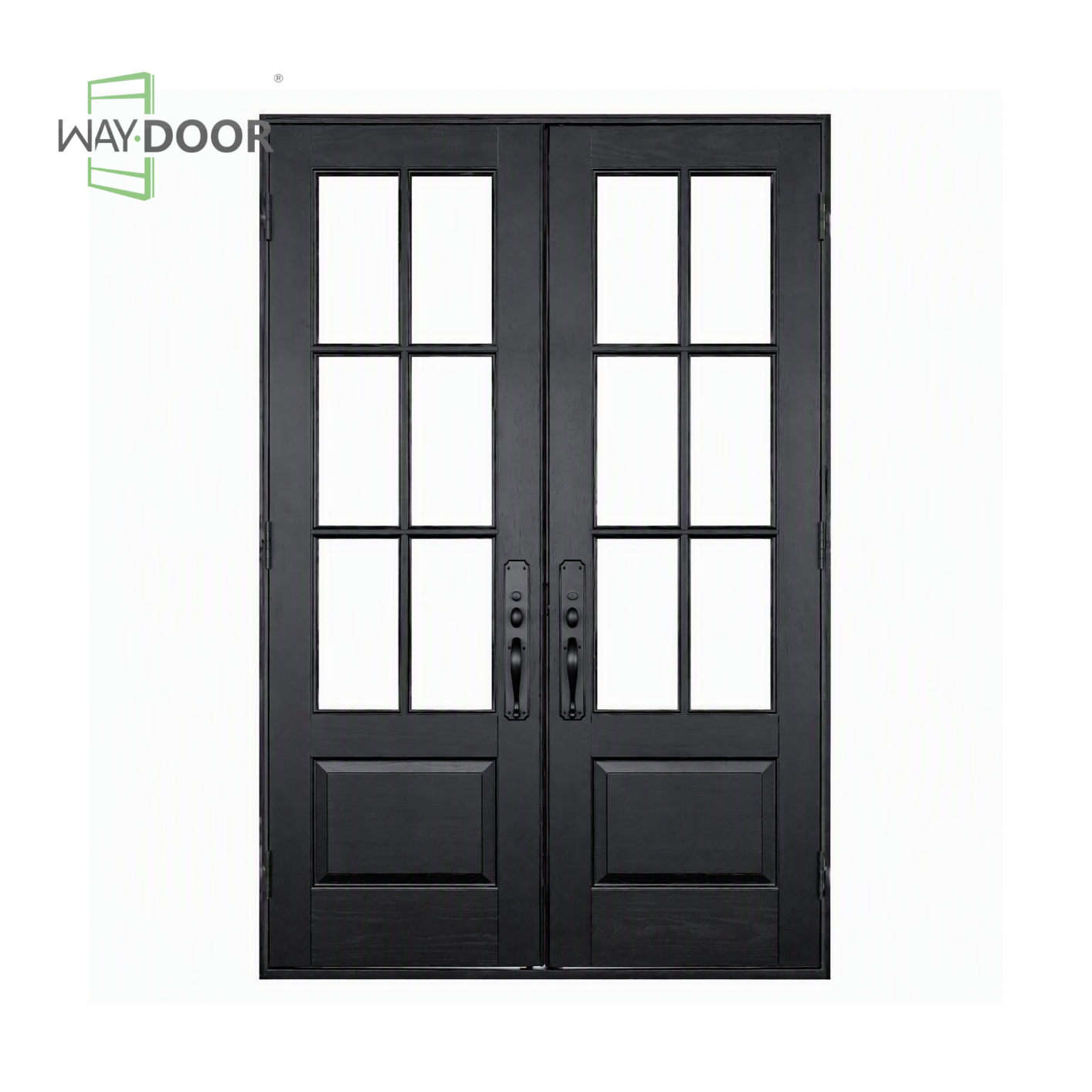 Transitional 6-Lite Solid Wood Double Hinged Entry Door