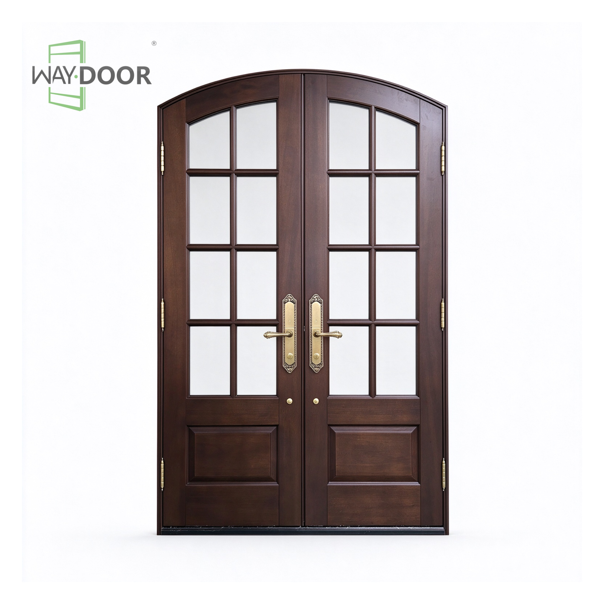 Transitional Arched Clear Glass Double Entry Door