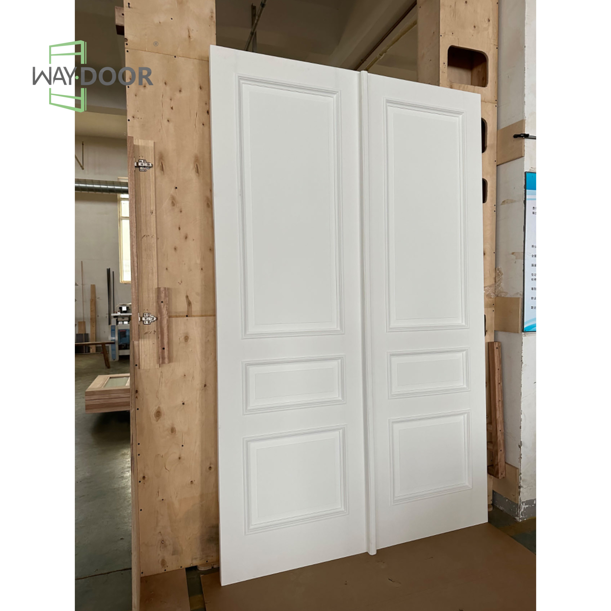 Transitional Raised Panel Double Solid Wood Exterior Door