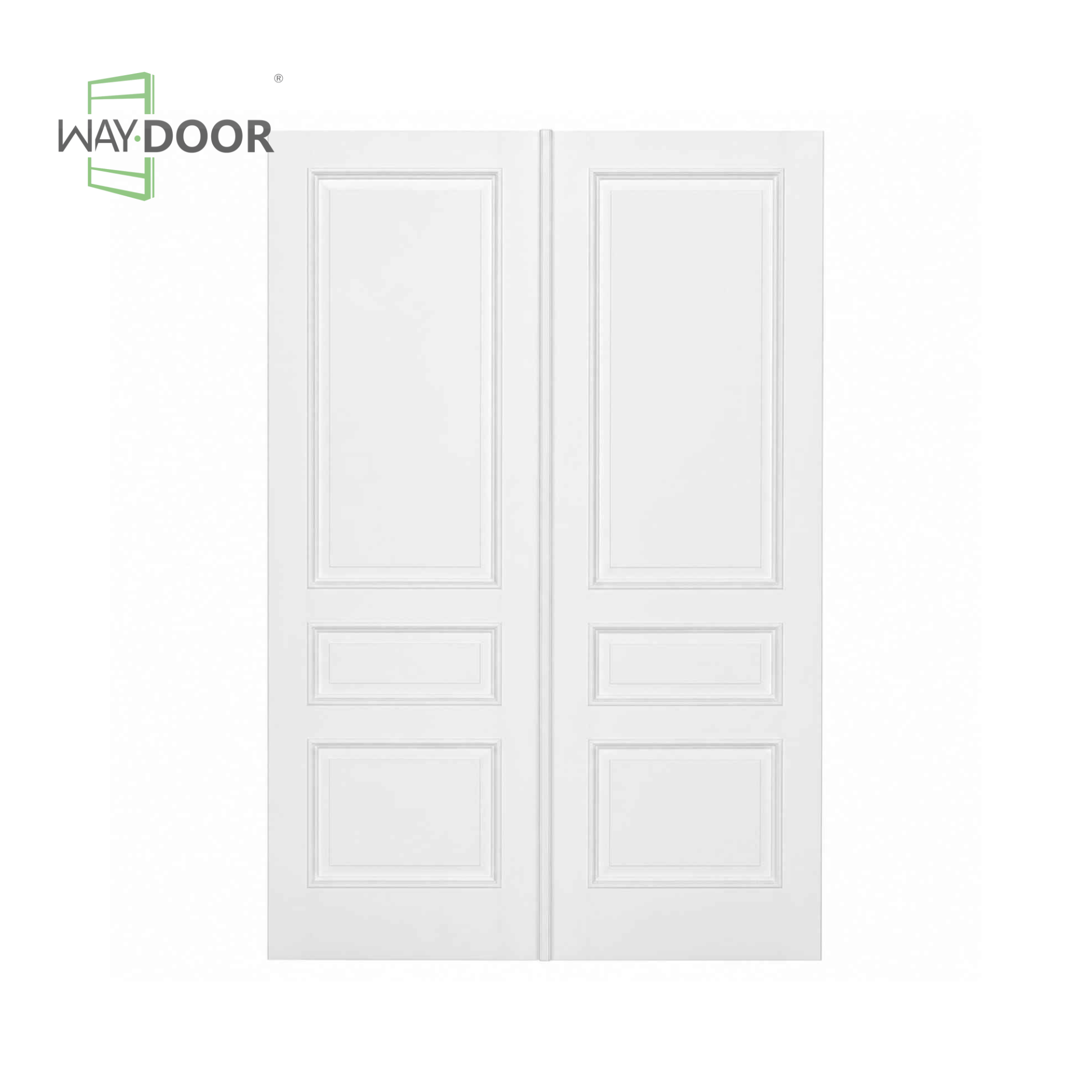 Transitional Raised Panel Double Solid Wood Exterior Door