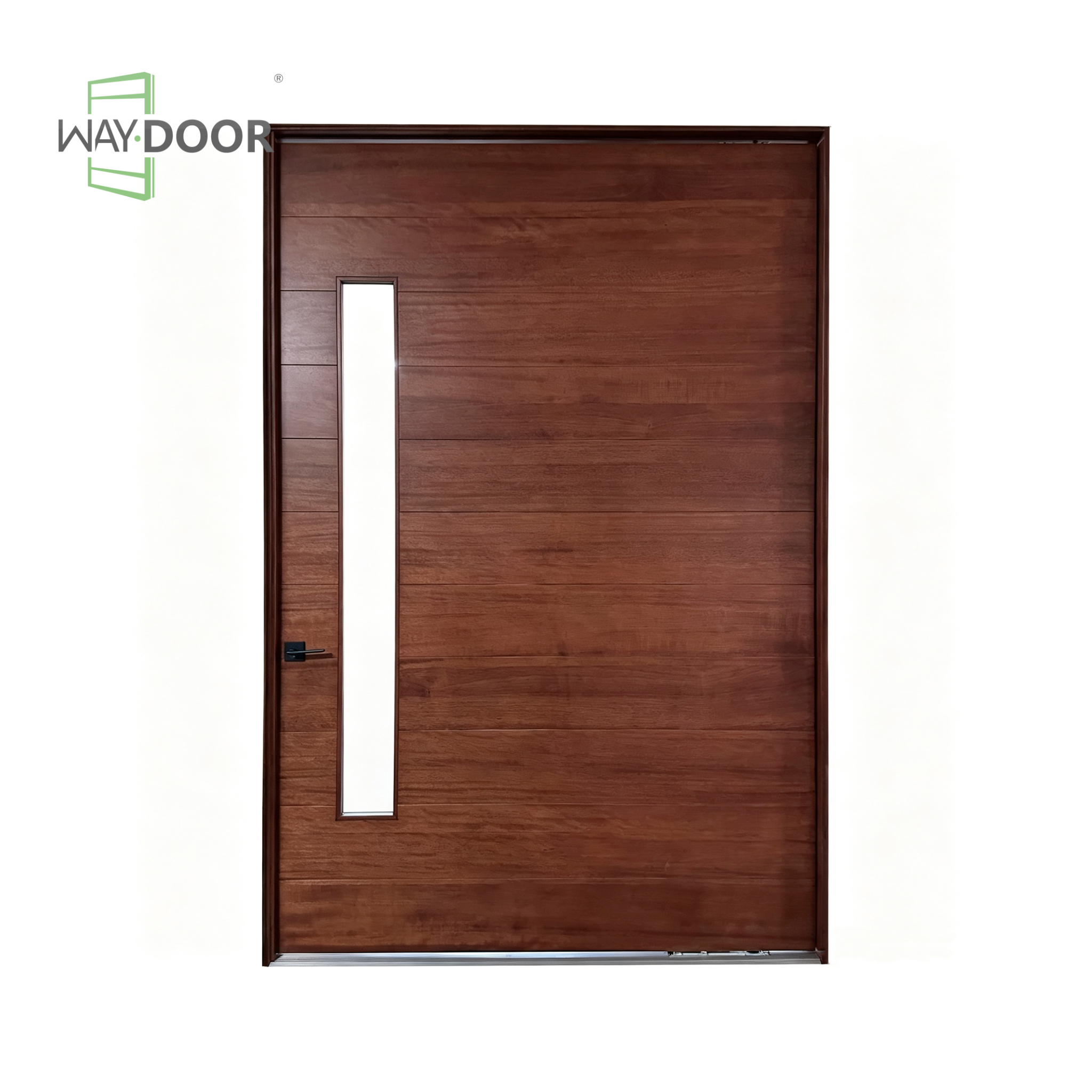 Transitional Solid Wood Pivot Entry Door with Clear Glass