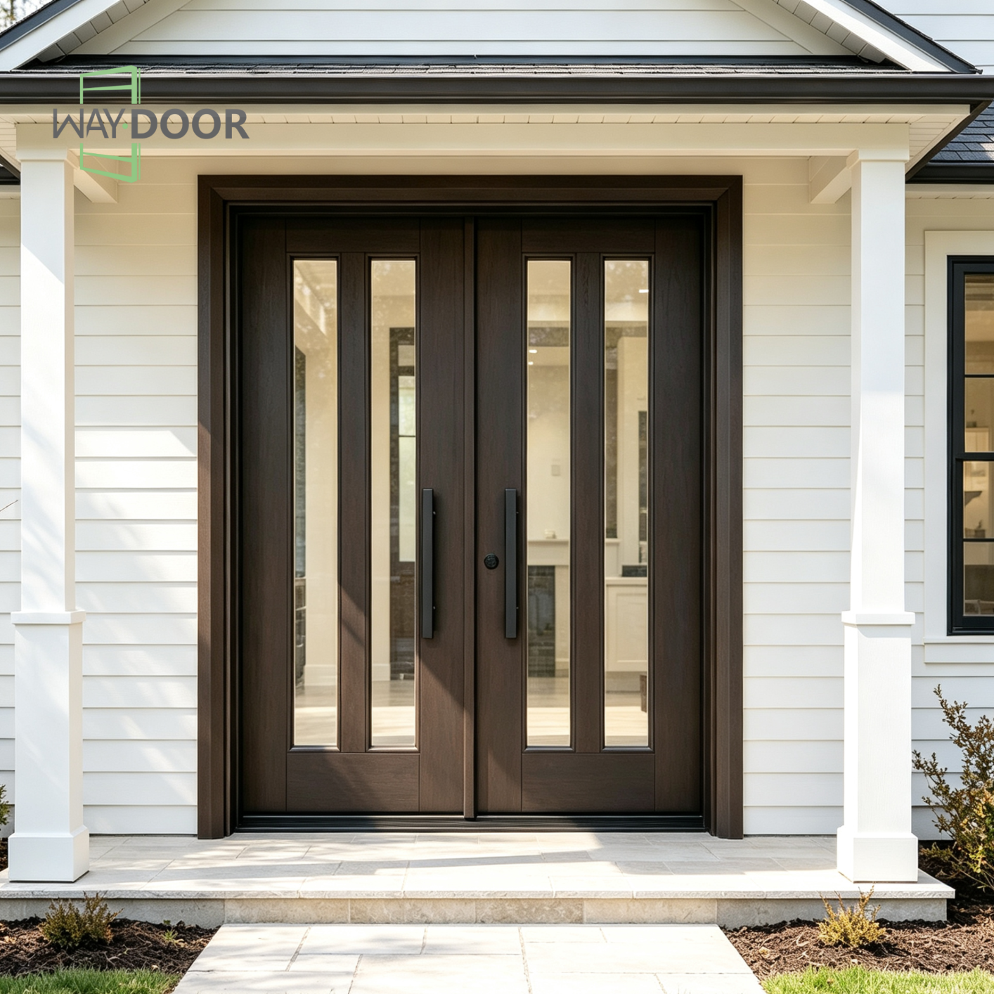 Vertical Glass Double Entry Door