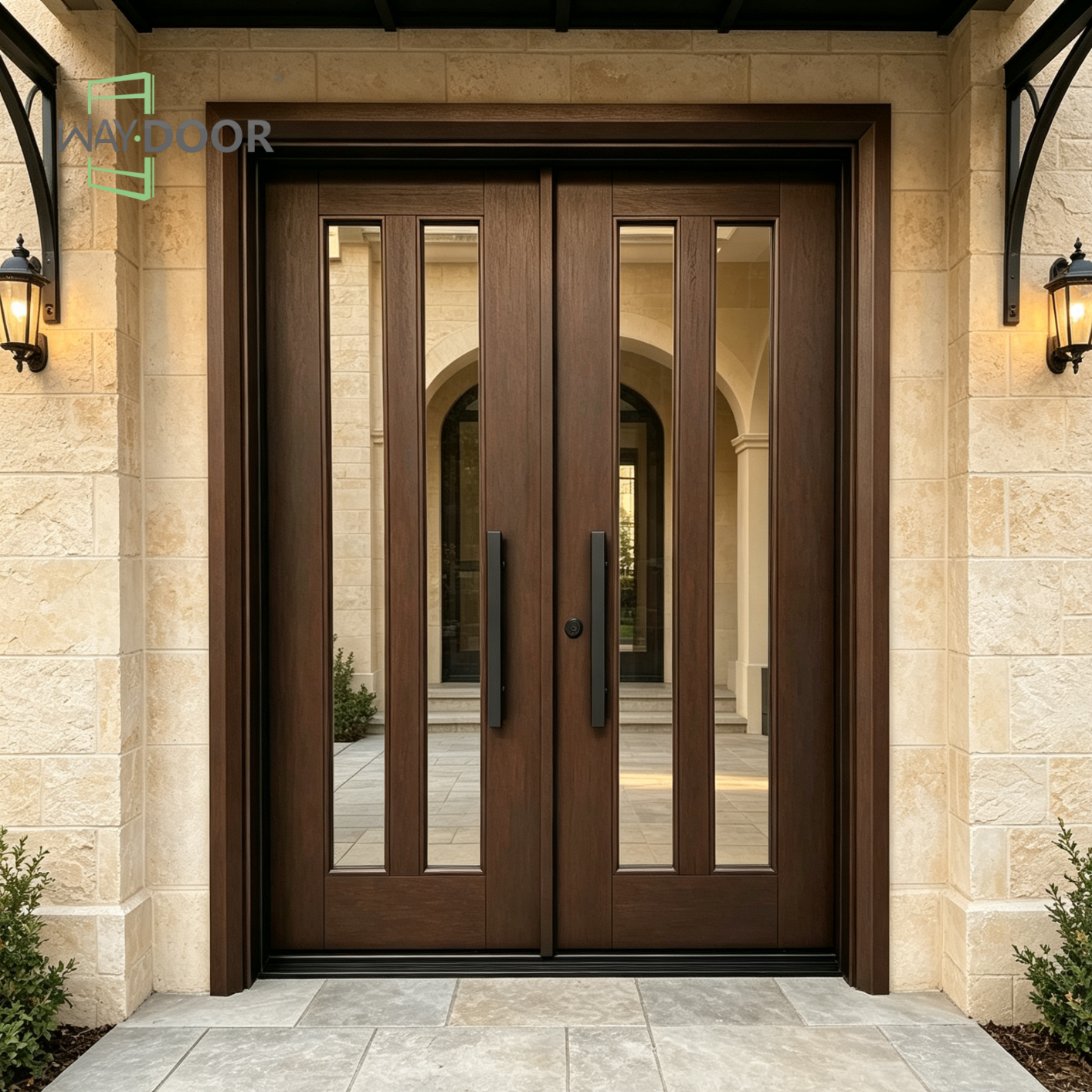 Vertical Glass Double Entry Door