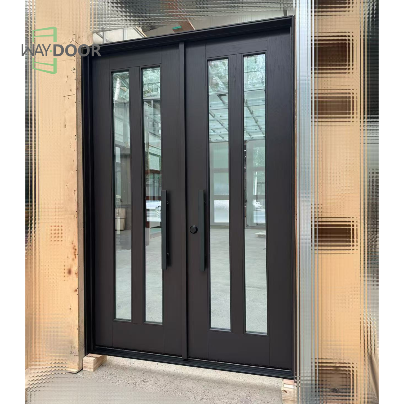 Vertical Glass Double Entry Door