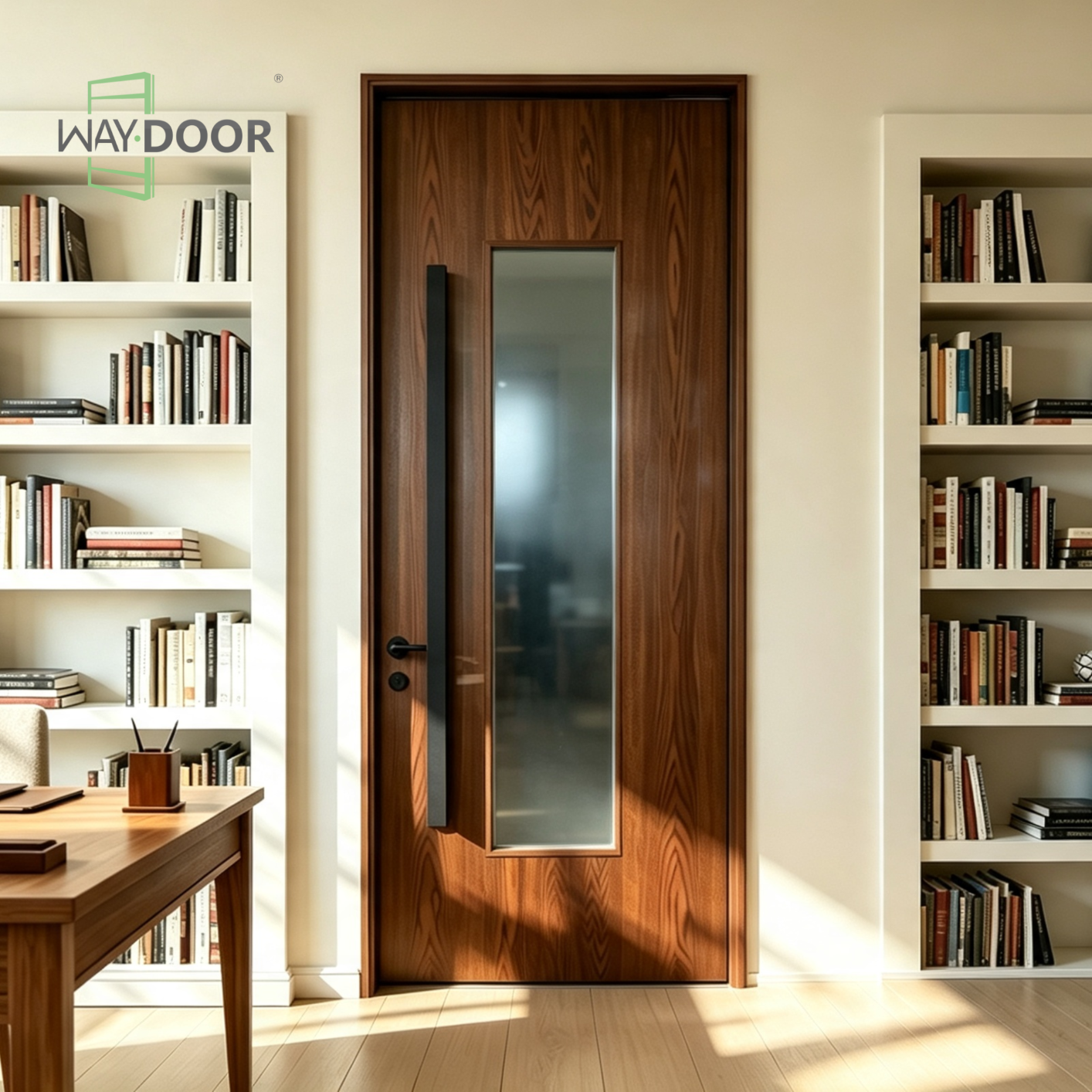 Vertical Glass Solid Wood Interior Hinge Door