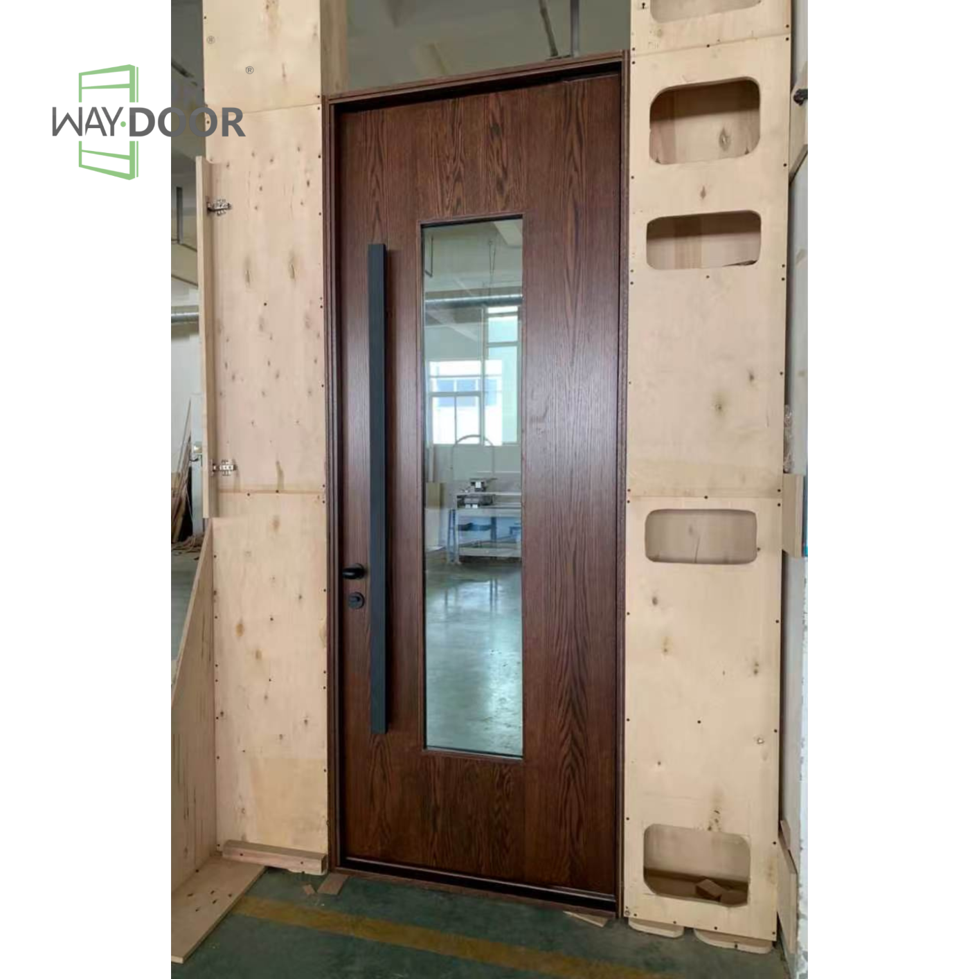 Vertical Glass Solid Wood Interior Hinge Door