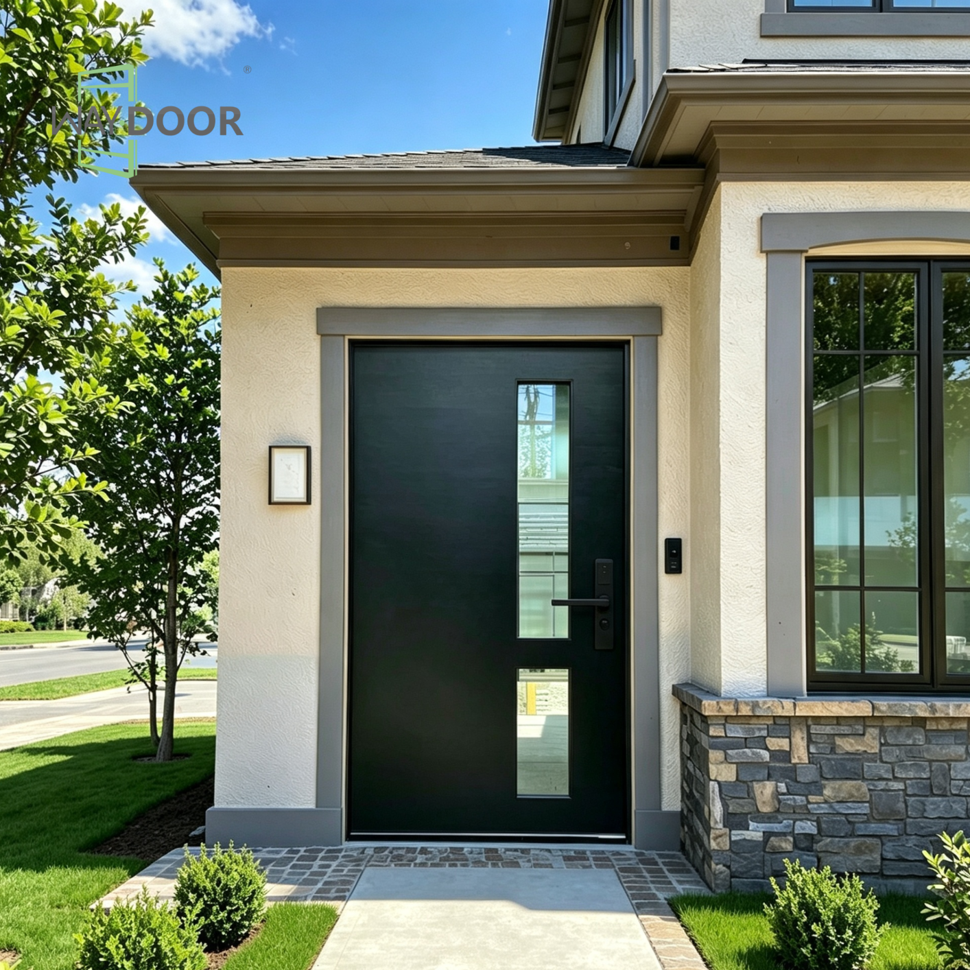 Vertical Lite Solid Wood Pivot Entry Door
