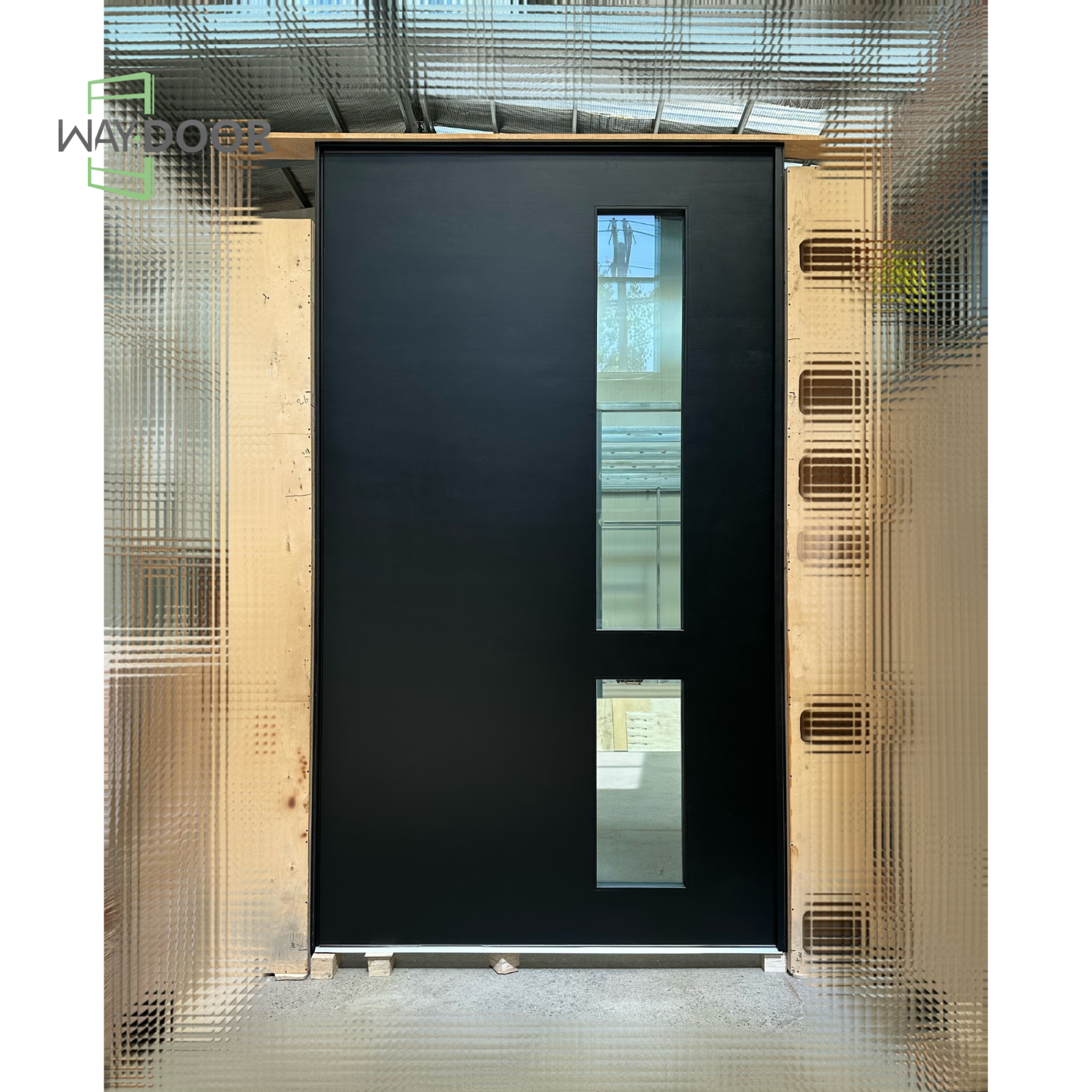 Vertical Lite Solid Wood Pivot Entry Door