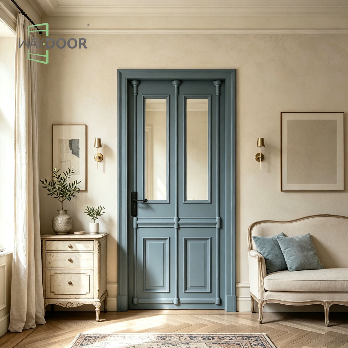 Vintage French Column Glass Interior Door