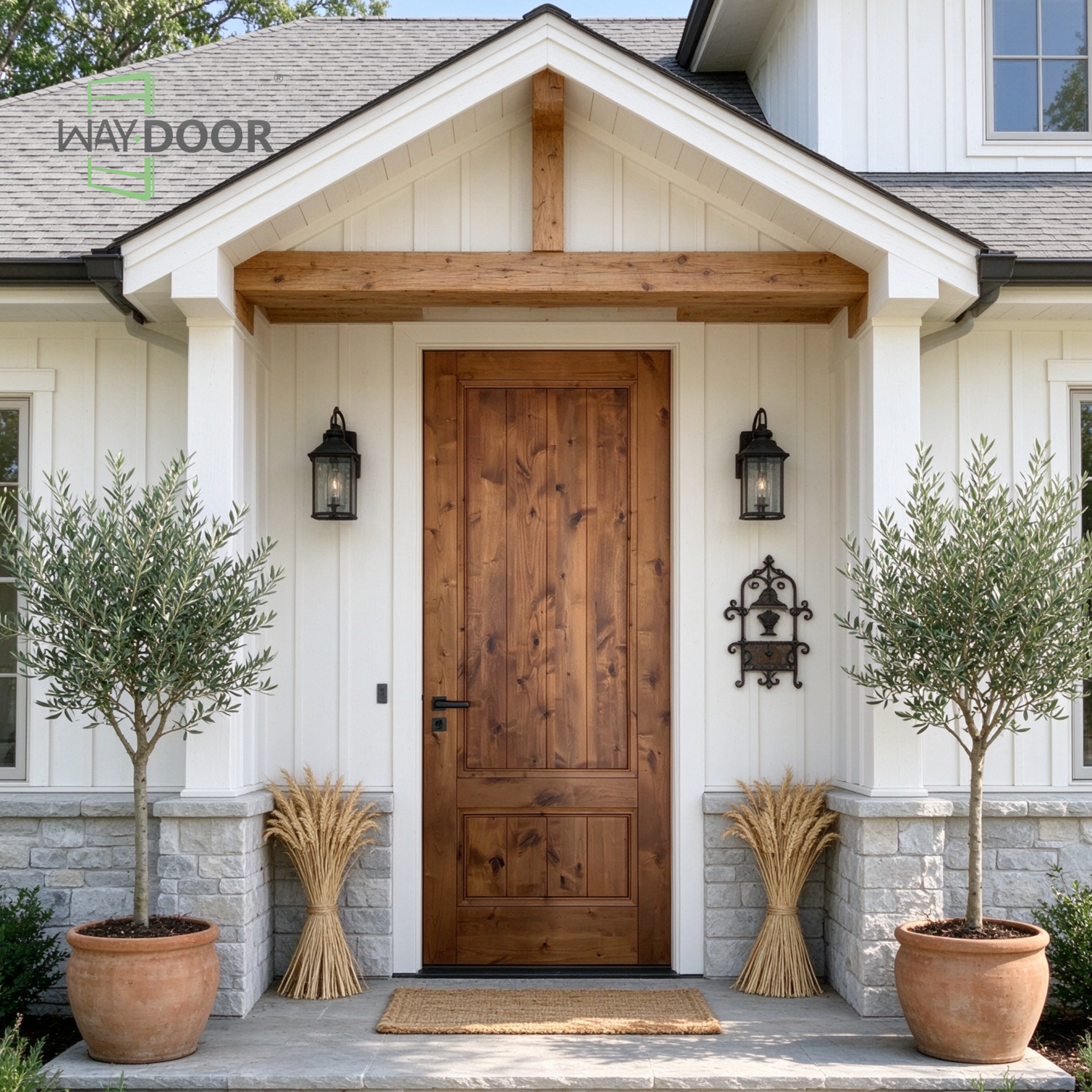 Warm Knotty Alder Rustic Panel Exterior Door