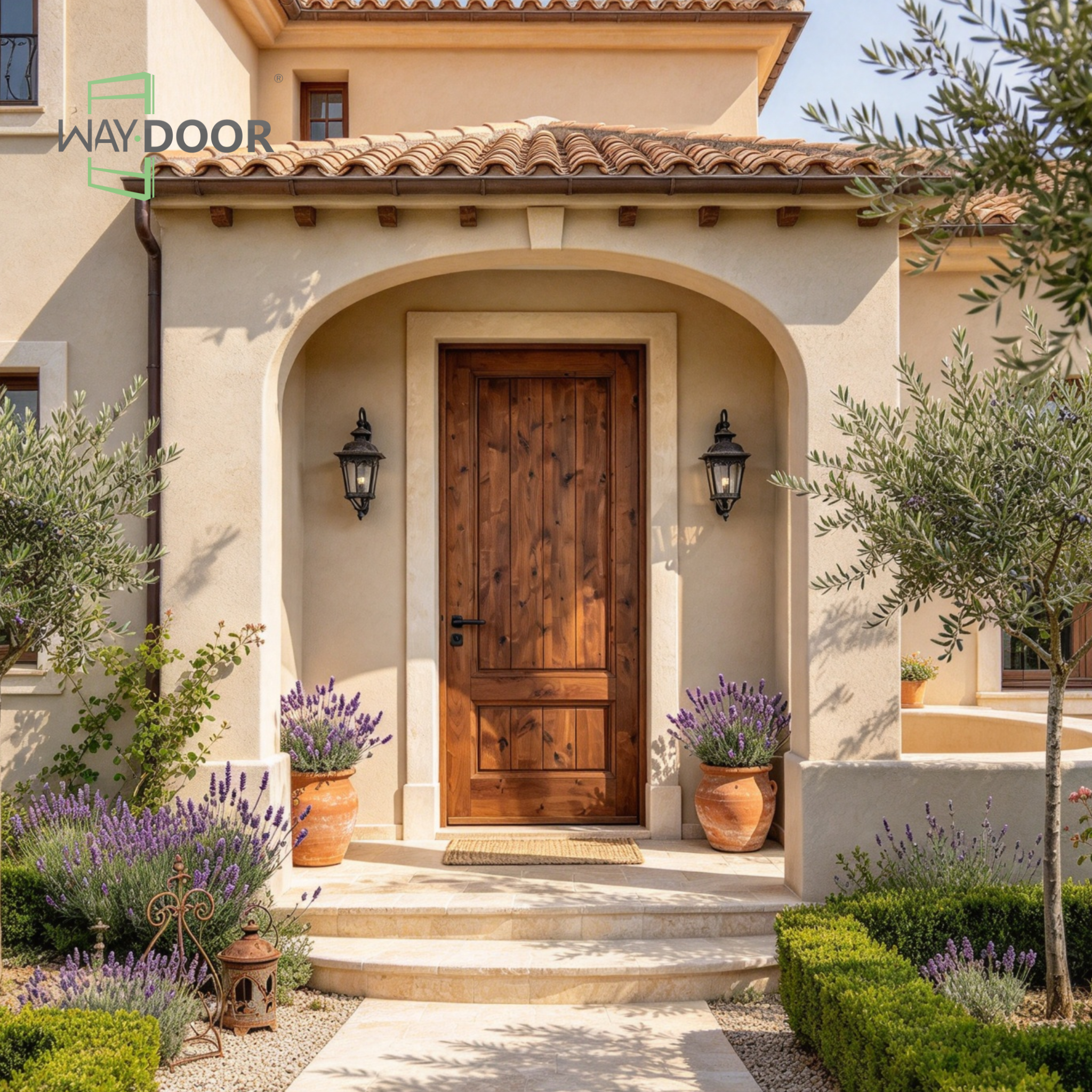 Warm Knotty Alder Rustic Panel Exterior Door