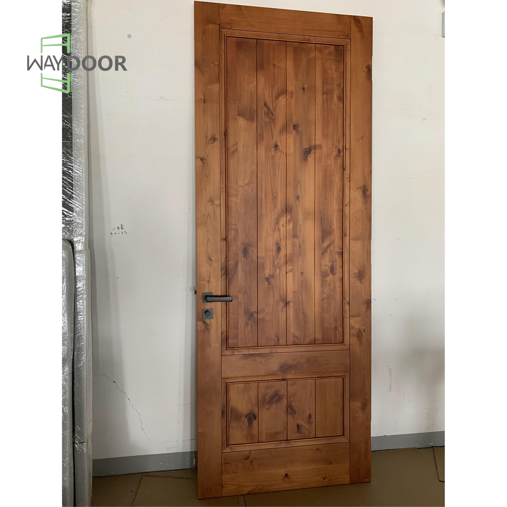 Warm Knotty Alder Rustic Panel Exterior Door