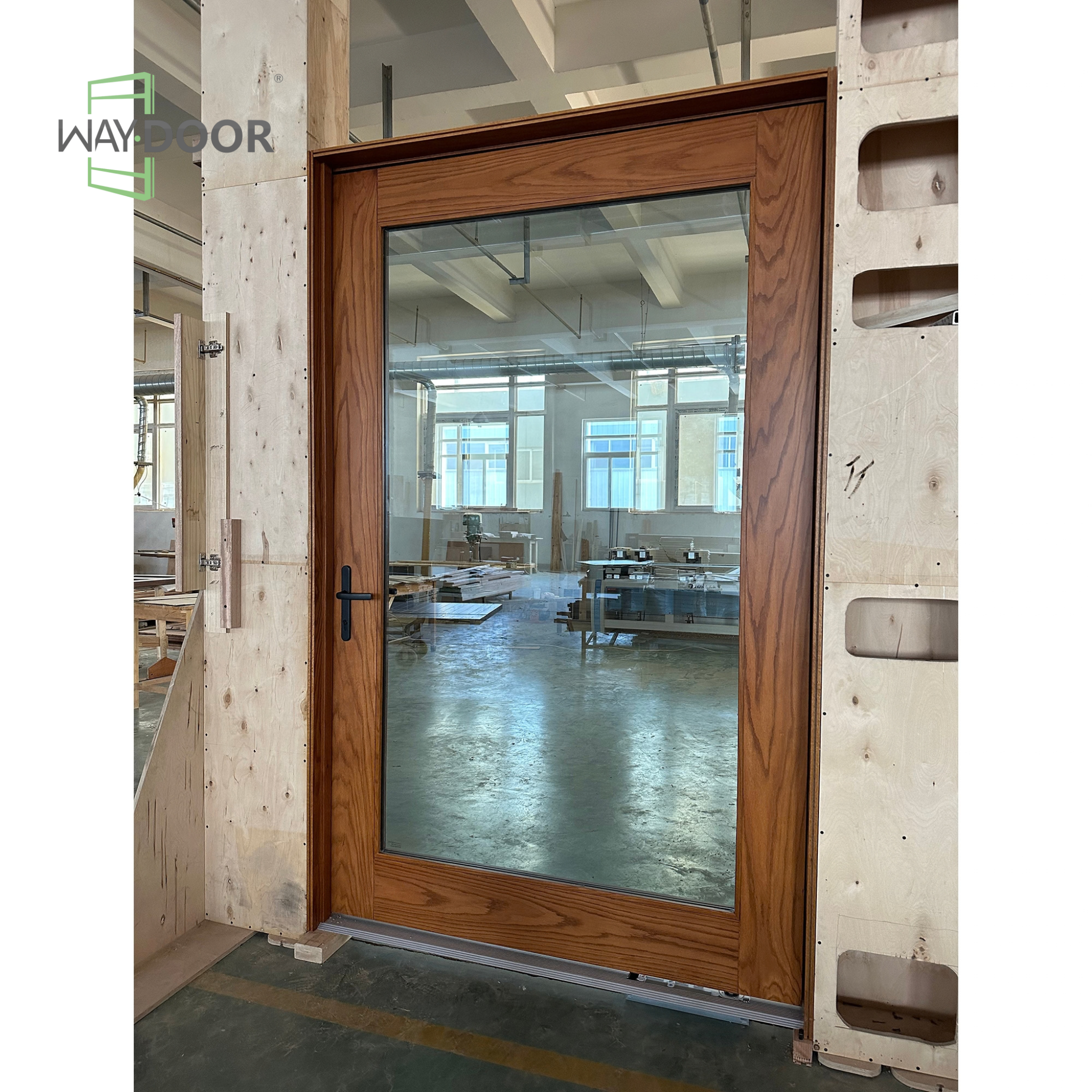 Warm Tone Transitional Full Glass Entry Door