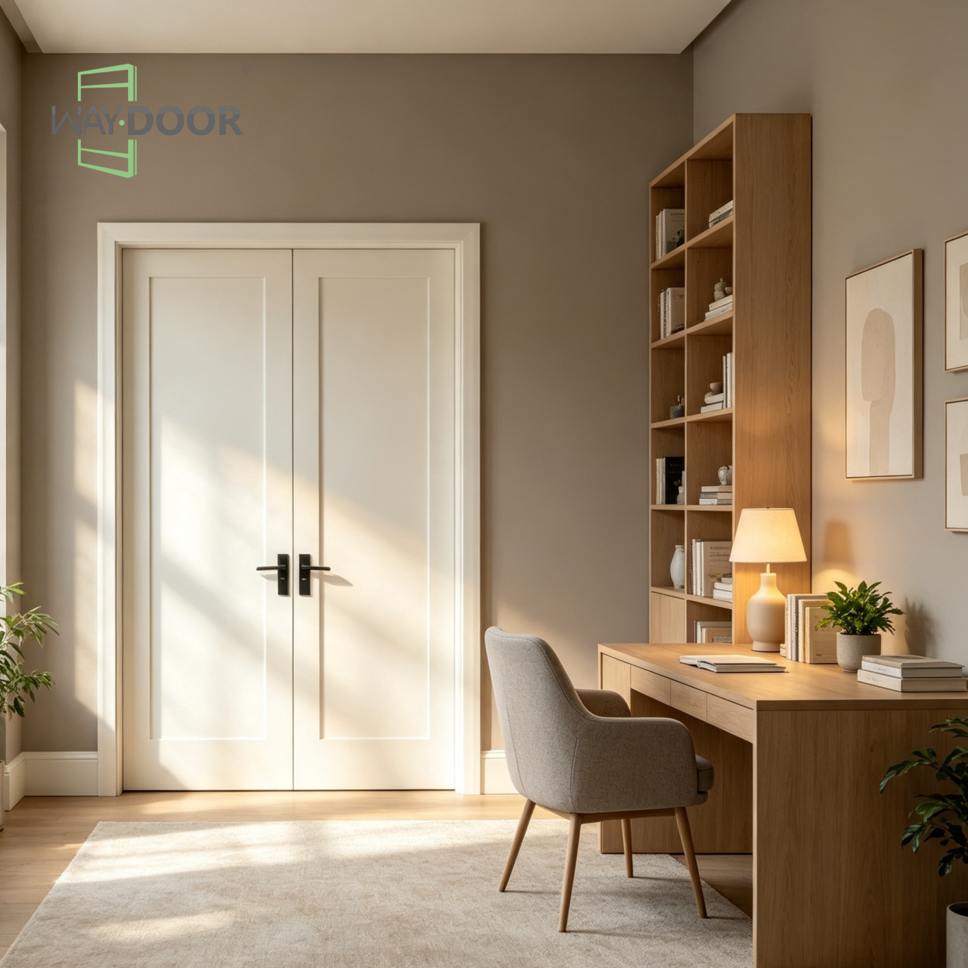 White 1 Panel Shaker Double Interior Hinged Door