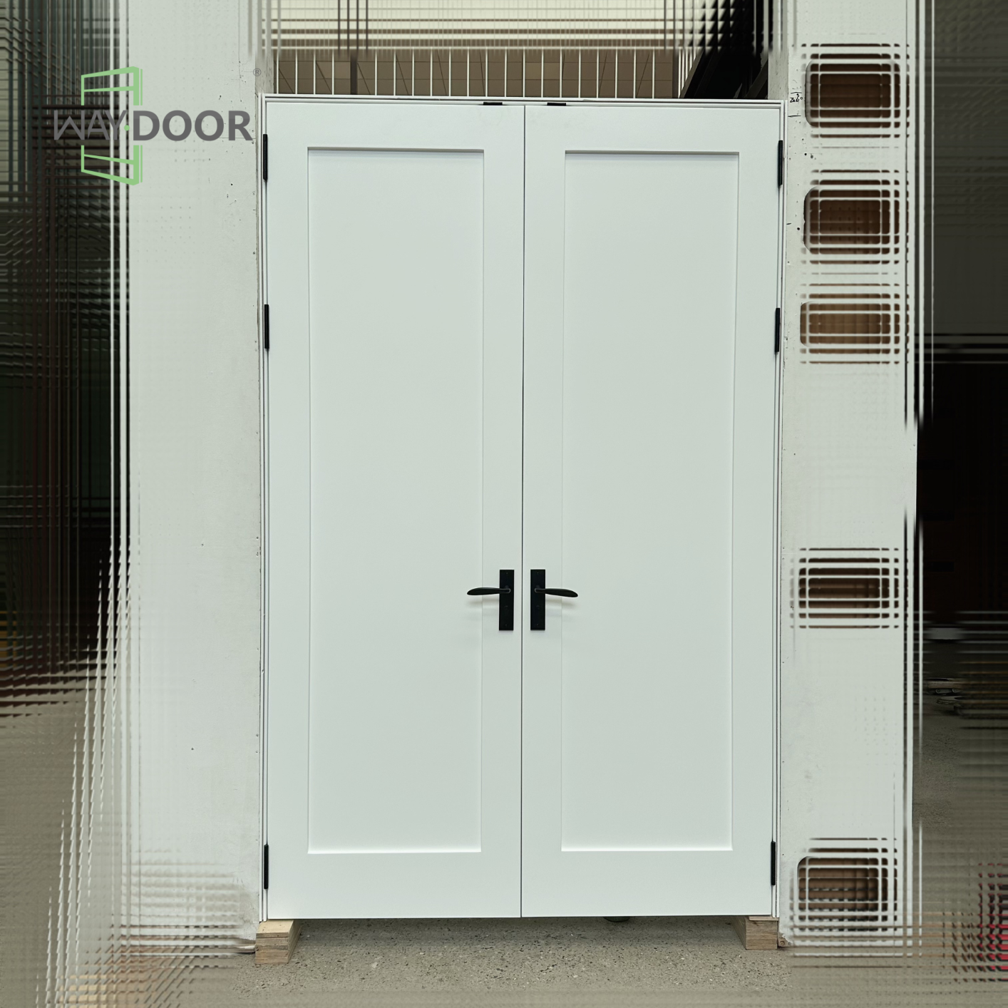 White 1 Panel Shaker Double Interior Hinged Door