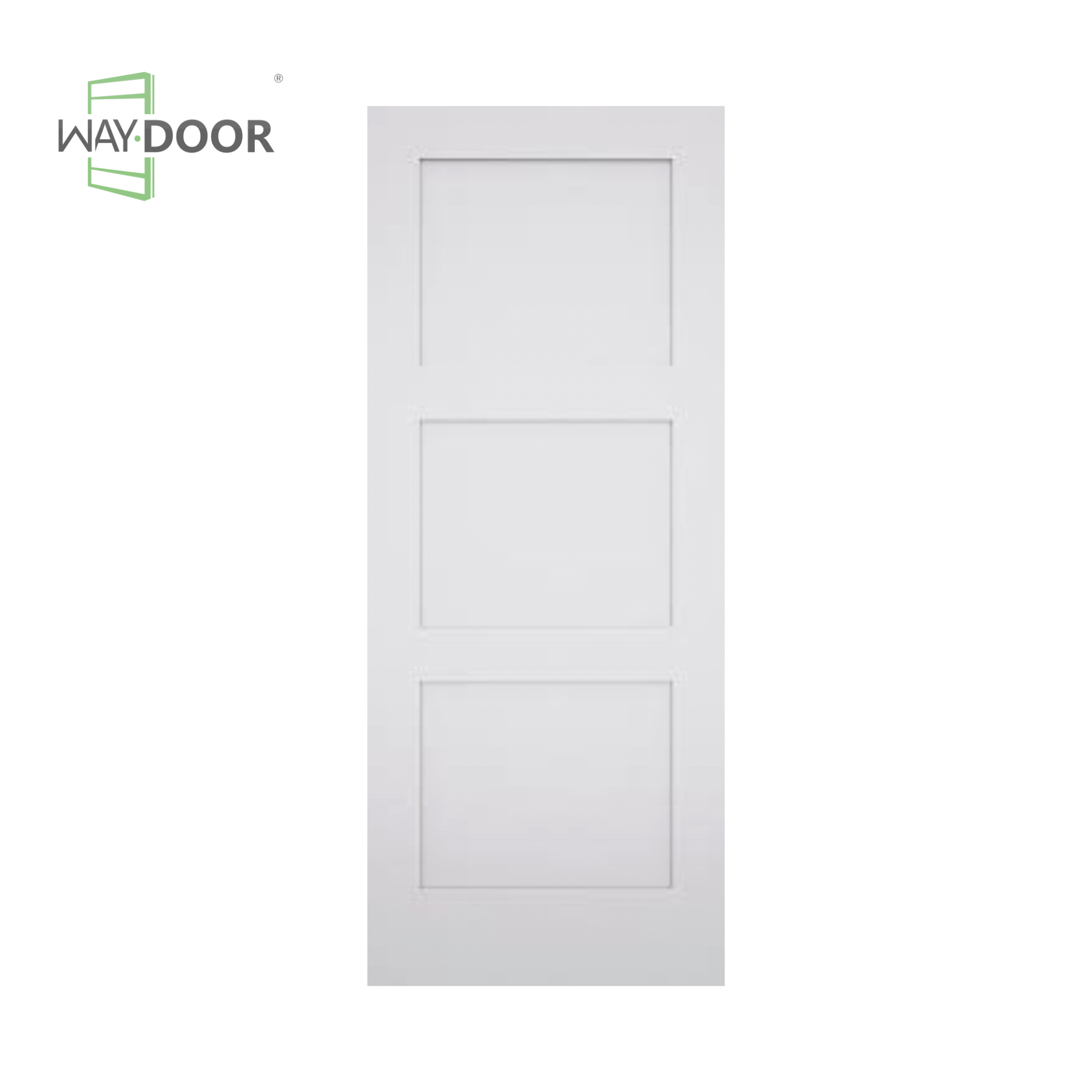 White Contemporary 3-Panel Shaker Hinged Interior Door