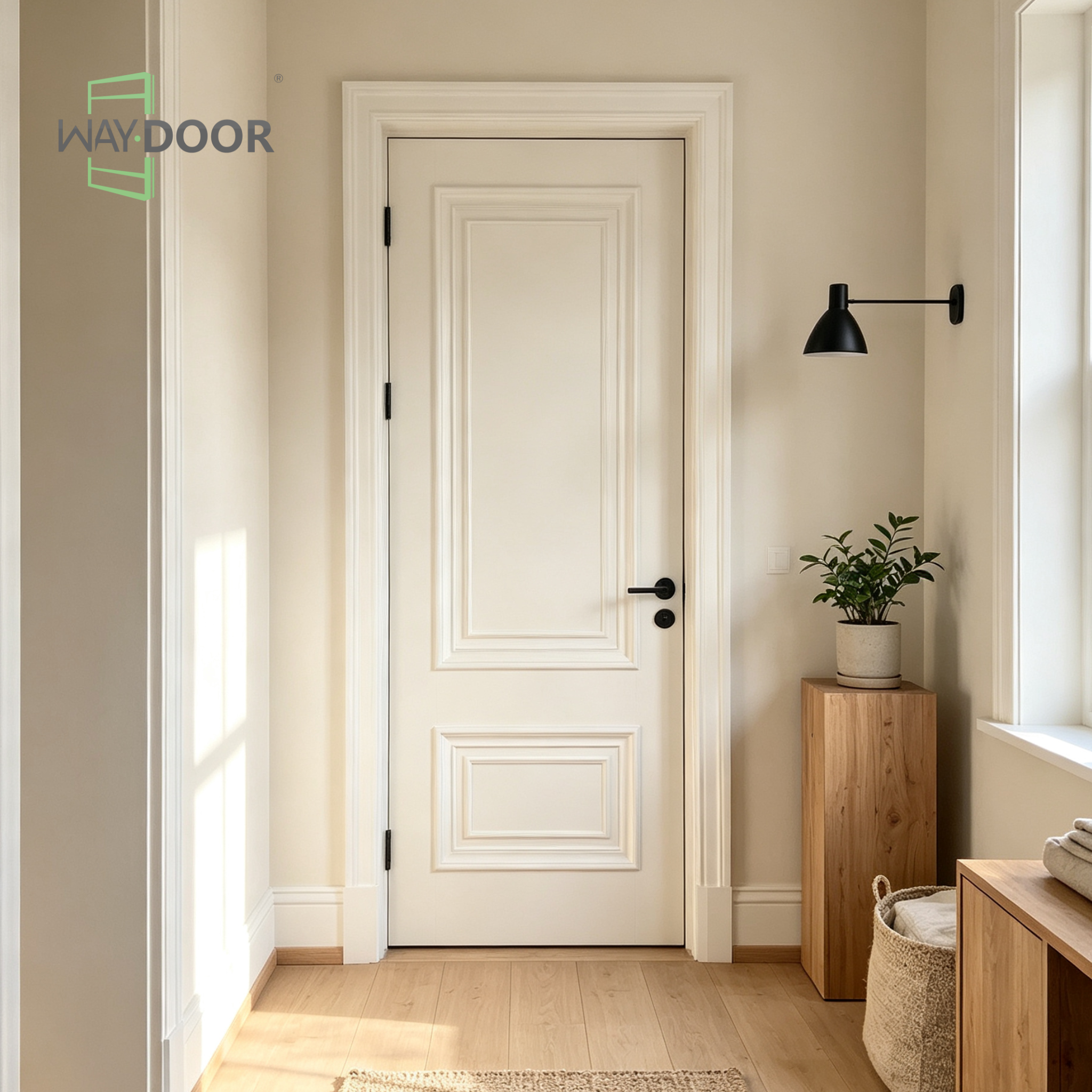 White Painted Solid Pine Wood Interior Door