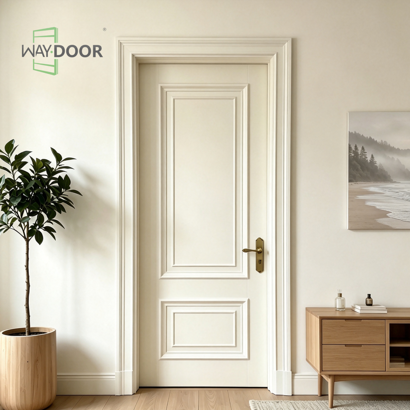 White Painted Solid Pine Wood Interior Door